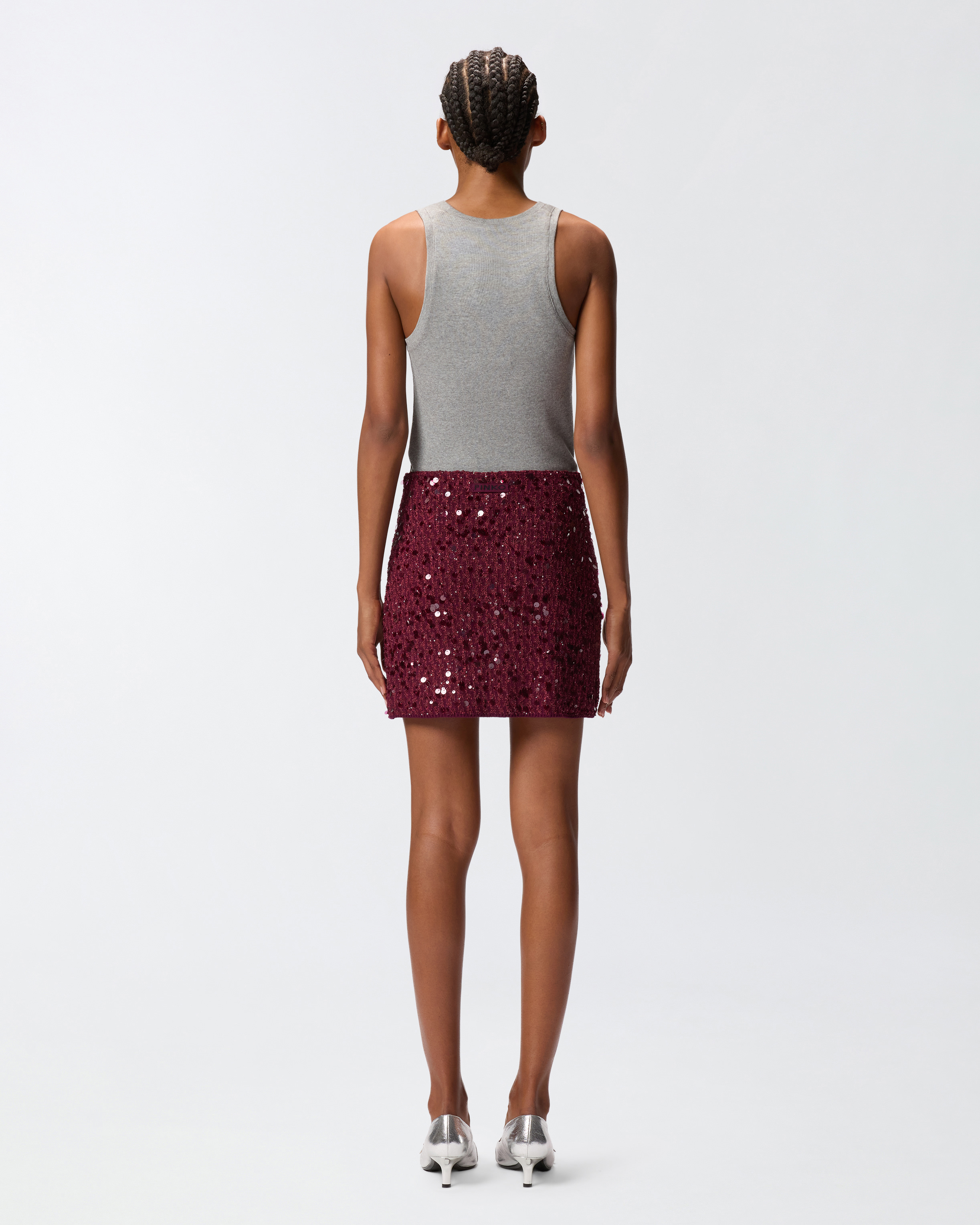 Pinko All-over Sequinned Mini Skirt In Red