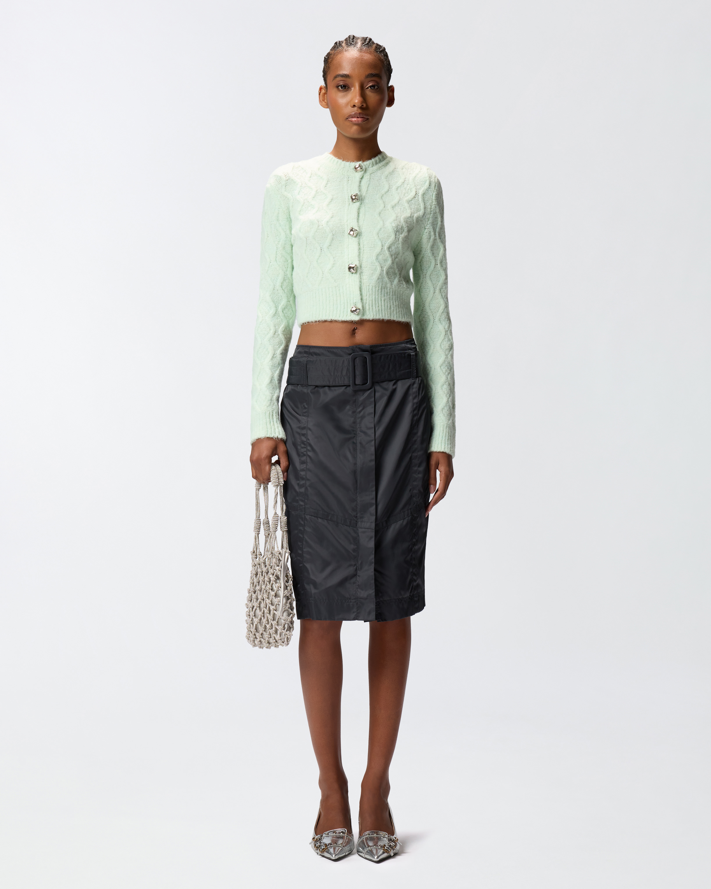 Pinko Belted Pencil Skirt In Black