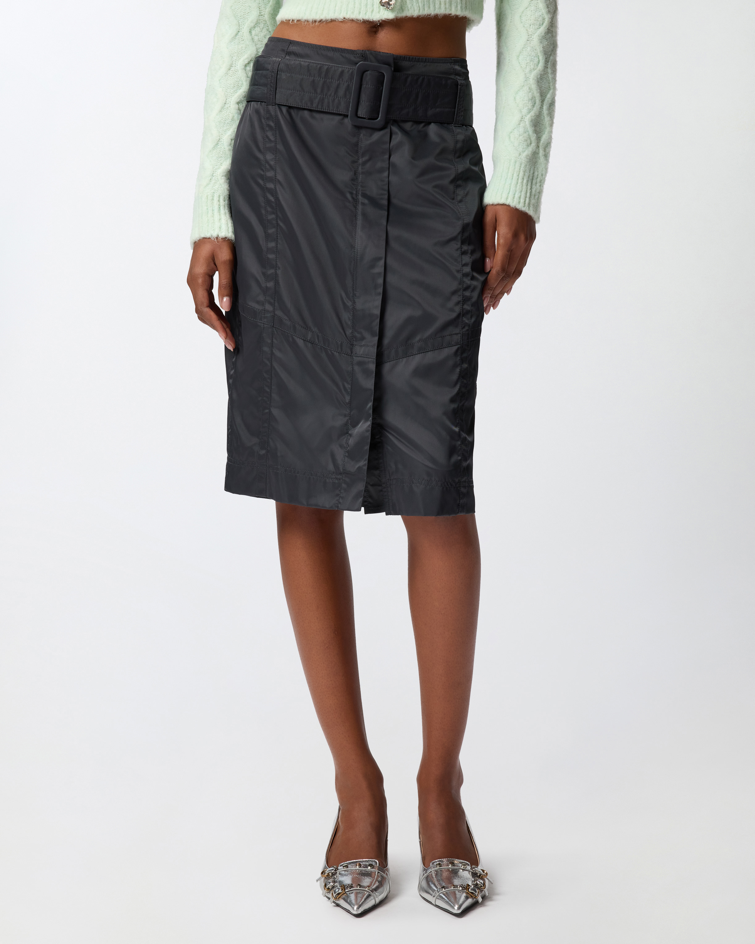 Pinko Belted Pencil Skirt In Black