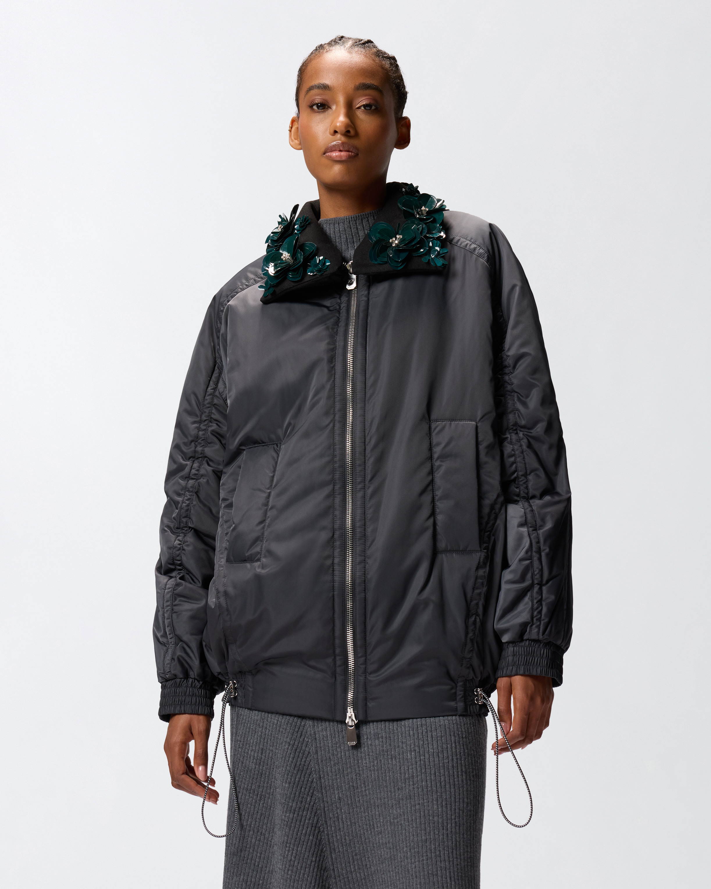 Pinko Long-sleeved Cotton Jacket In Black