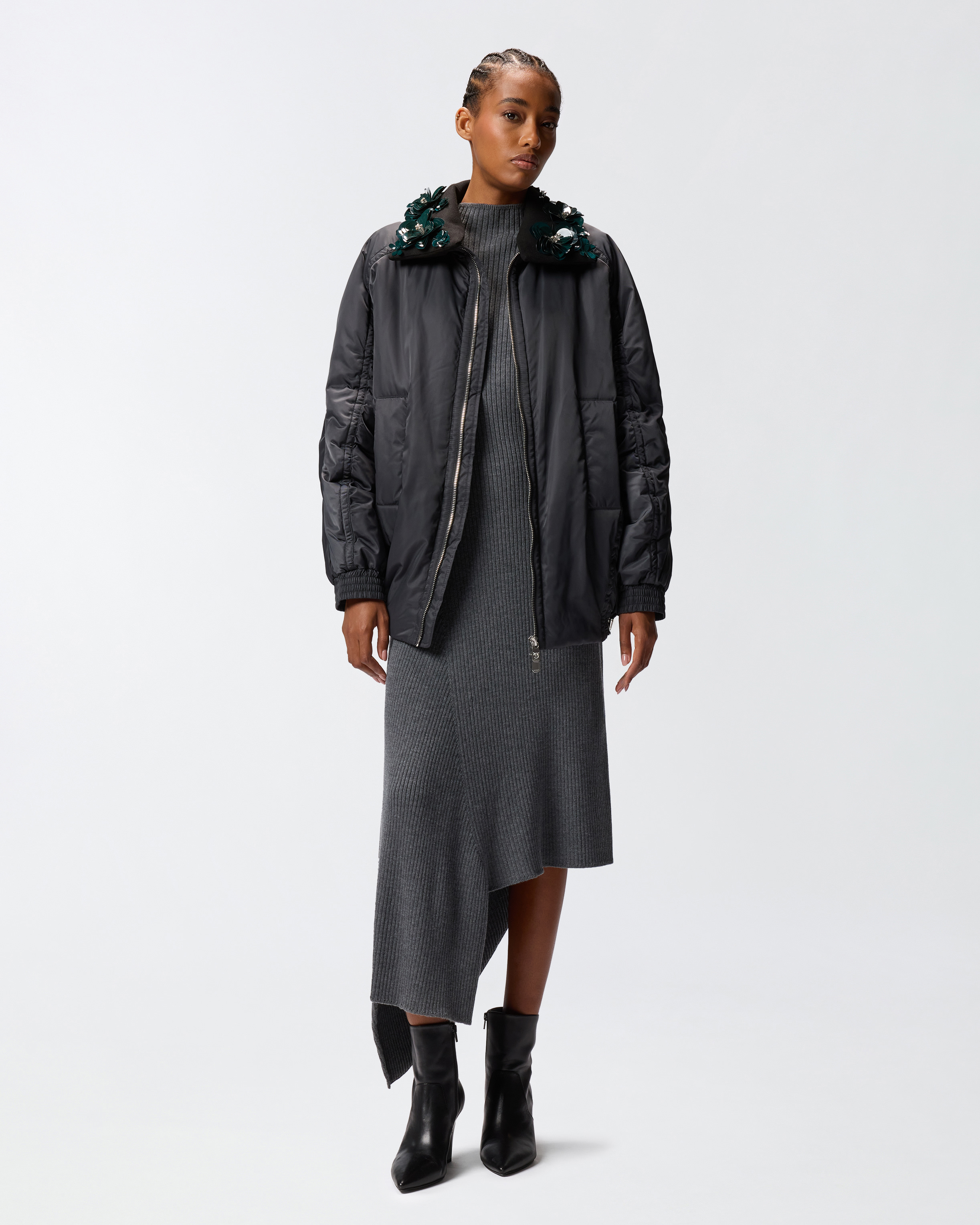Pinko Long-sleeved Cotton Jacket In Black