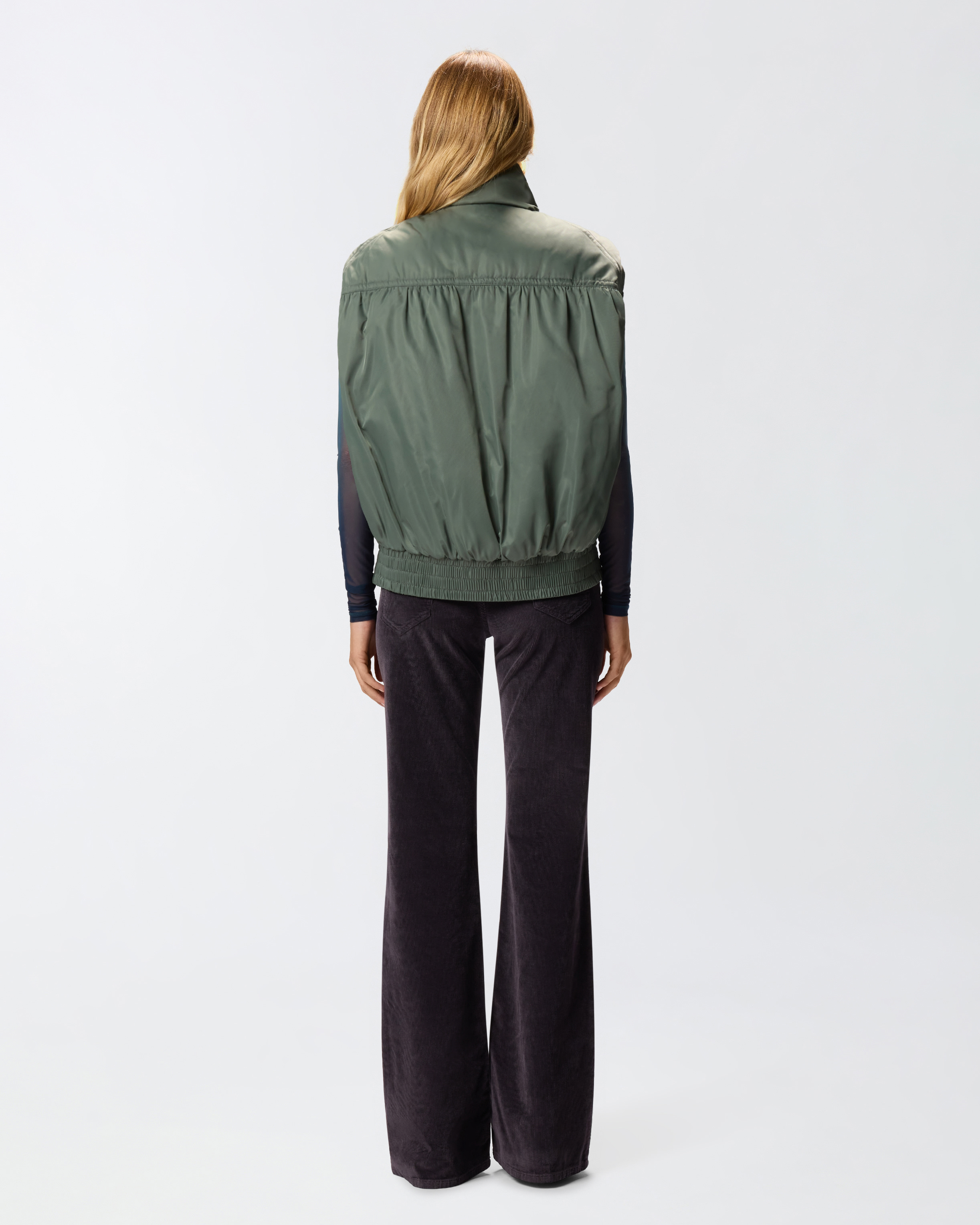 Pinko Technical Fabric Down Vest In Green