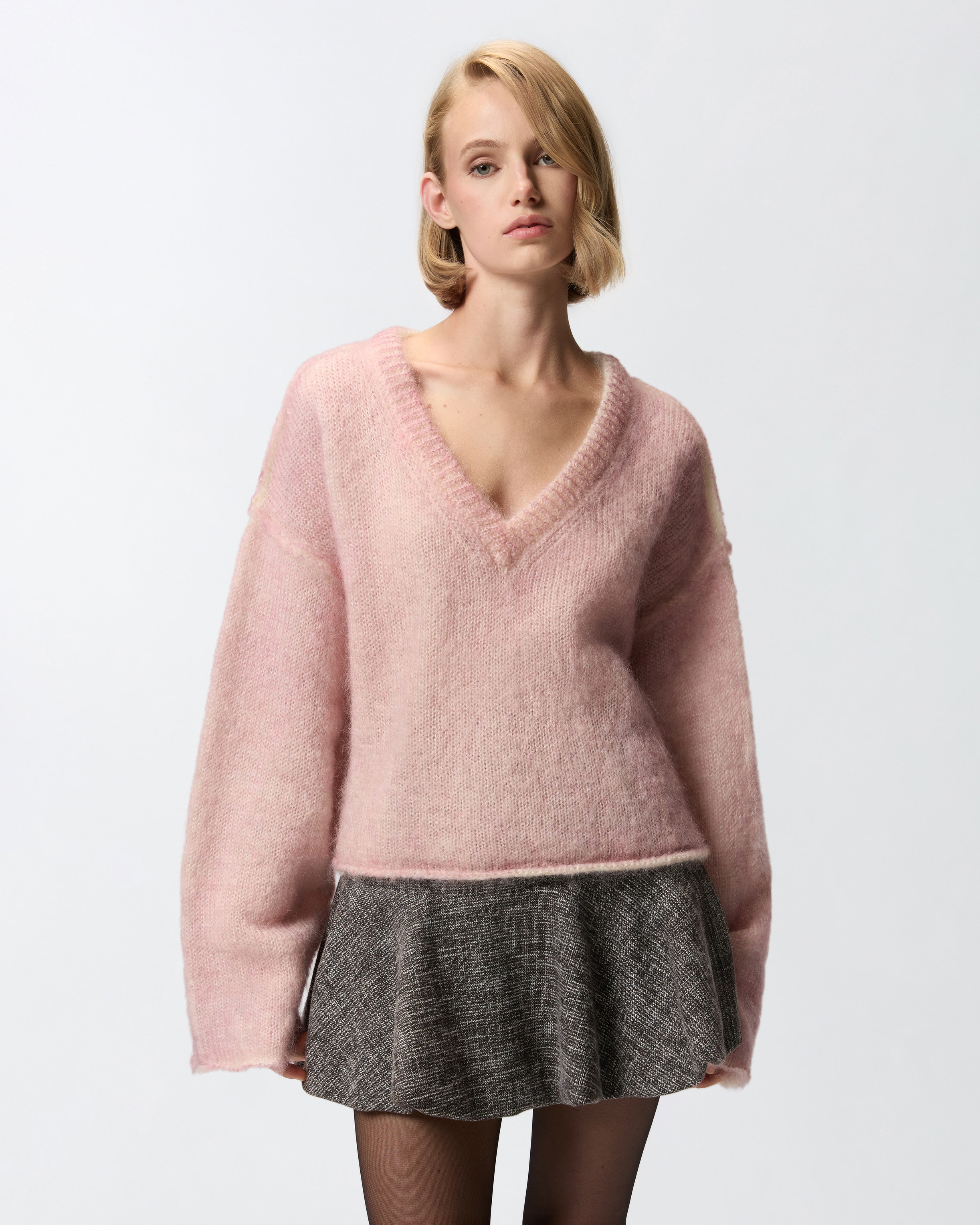 Maglione ampio in misto lana mohair - Rosa - large | Pinko 