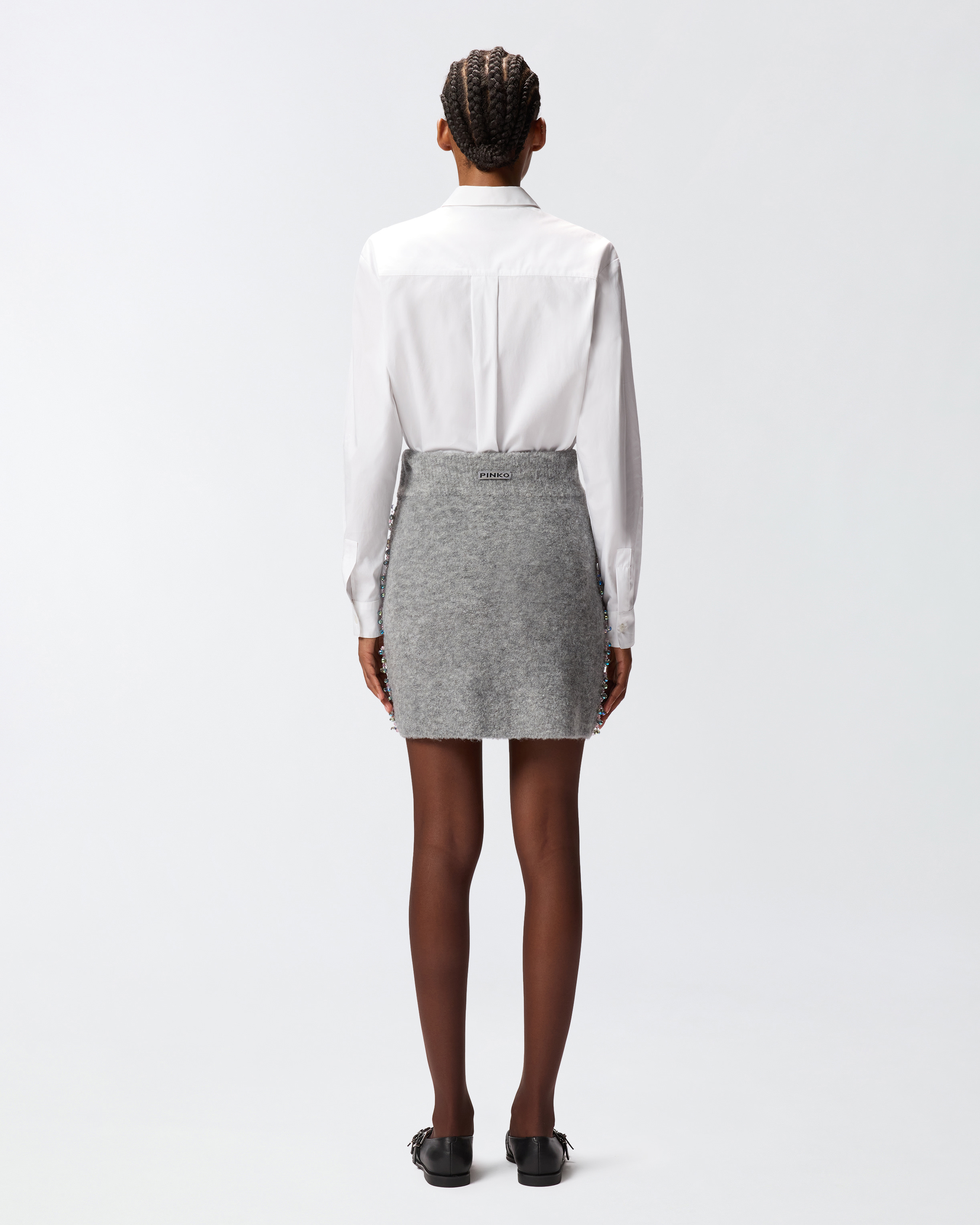 Pinko Crystal Embroidery Miniskirt In Multi