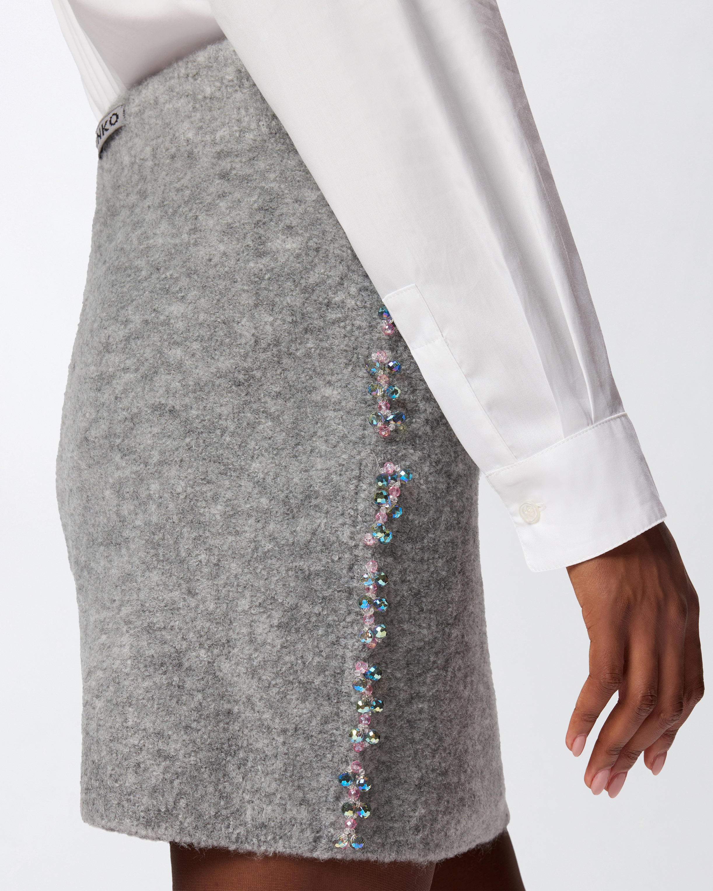 Pinko Crystal Embroidery Miniskirt In Multi