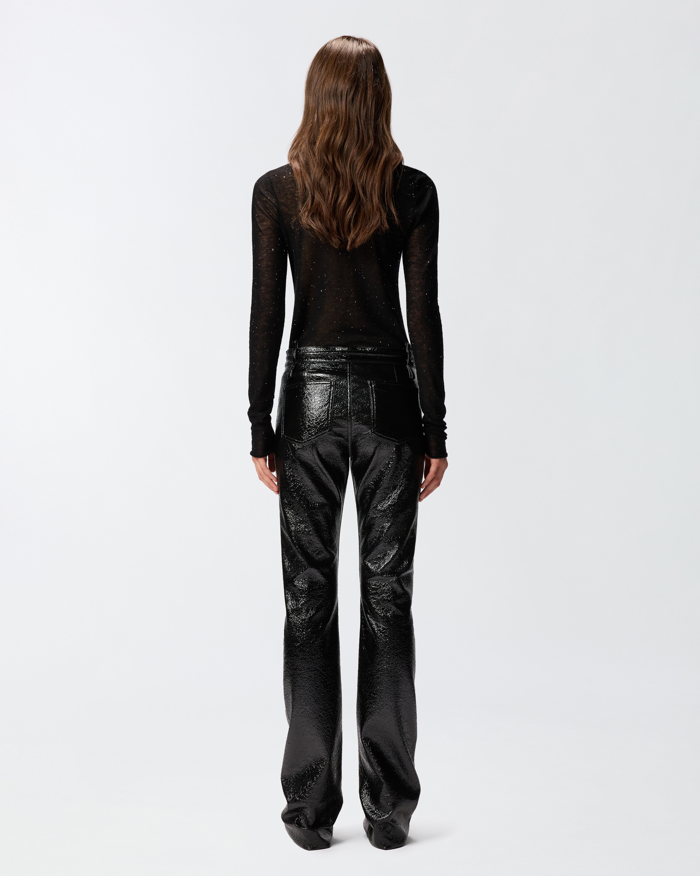 Pinko Rocio Trousers With Shiny Finish And Belt Loops In Black