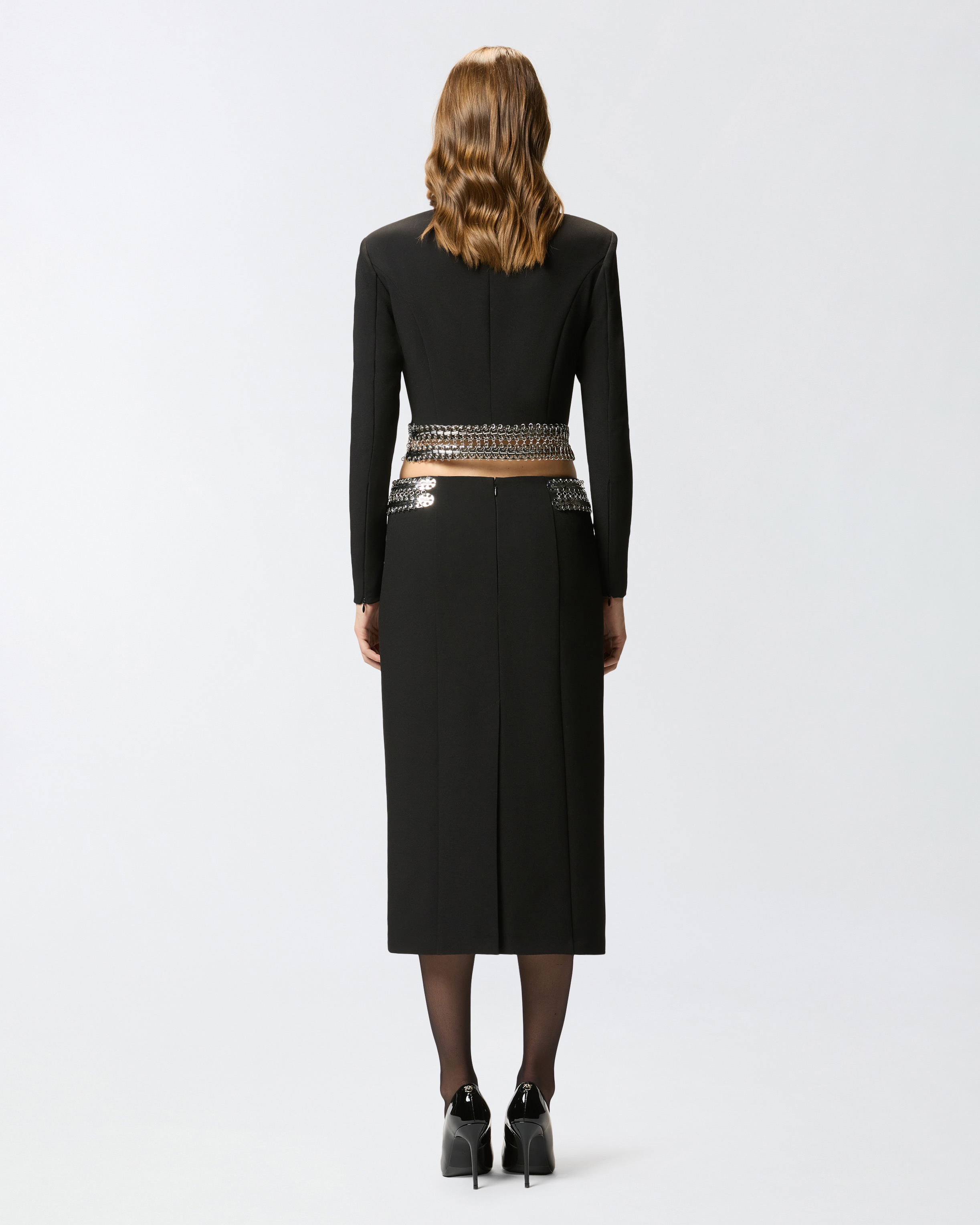 Pinko Chain-embellished Pencil Skirt In Black