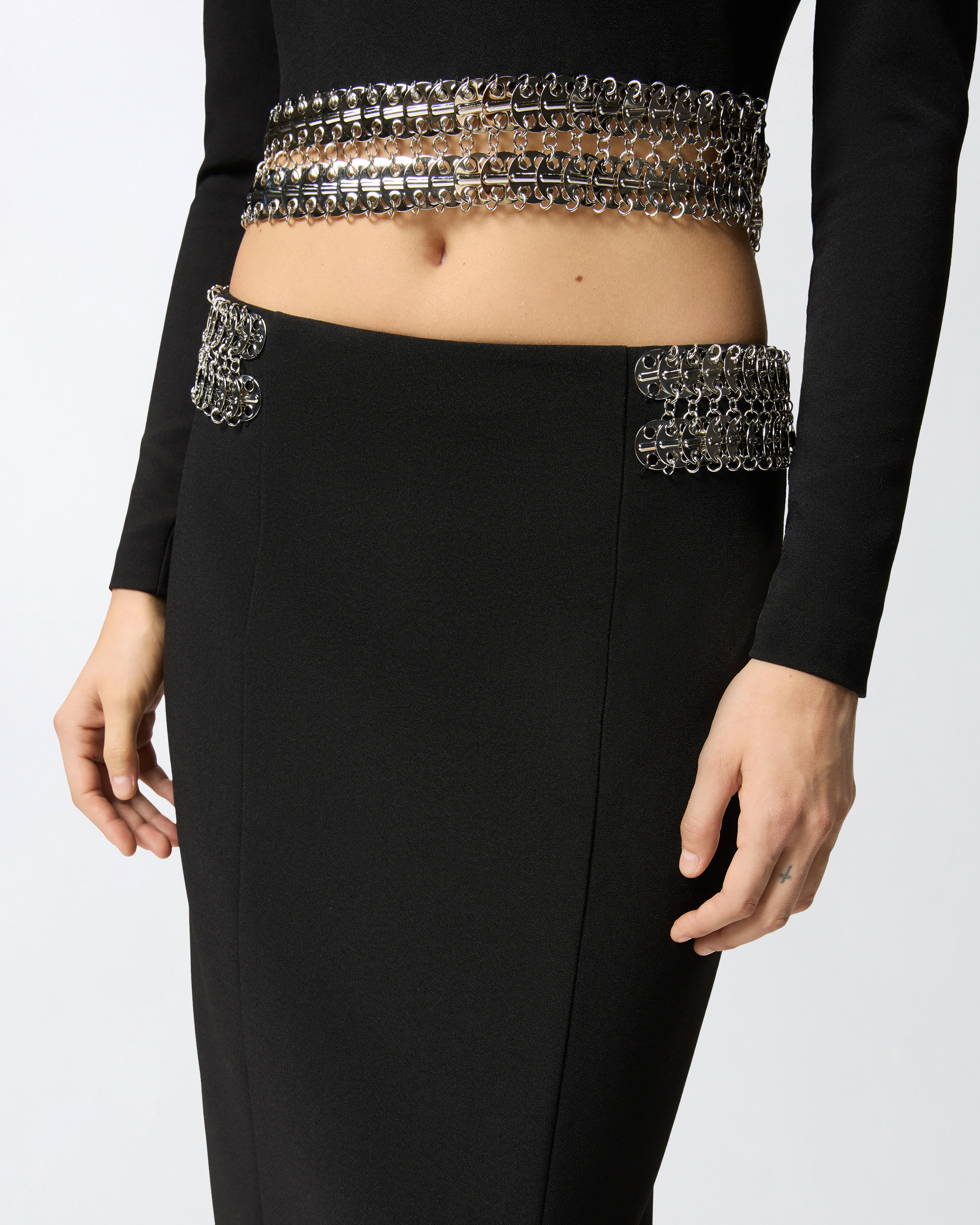 Pinko Chain-embellished Pencil Skirt In Black
