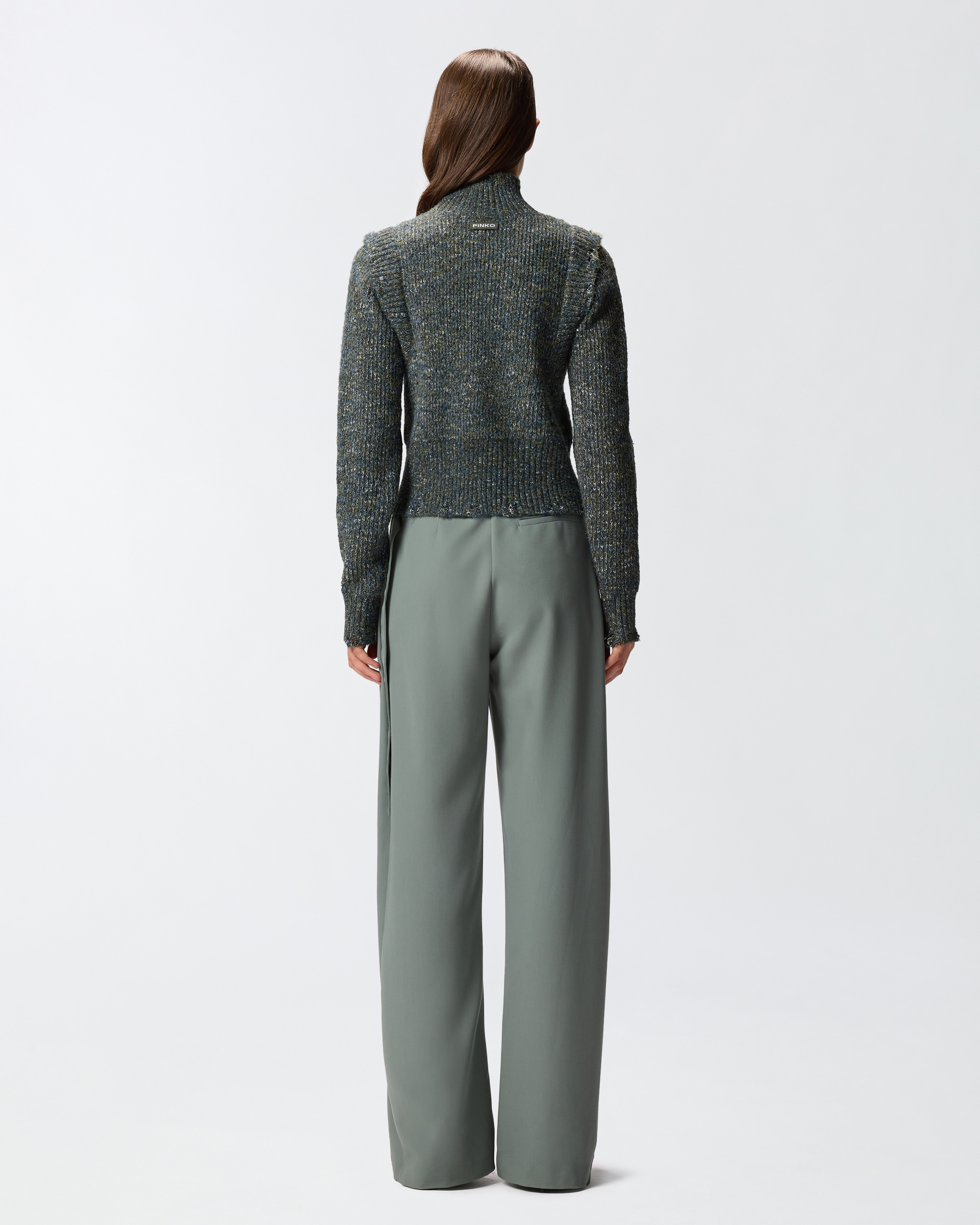 Pinko Turtleneck Sweater In Mulinè Yarn In Gray
