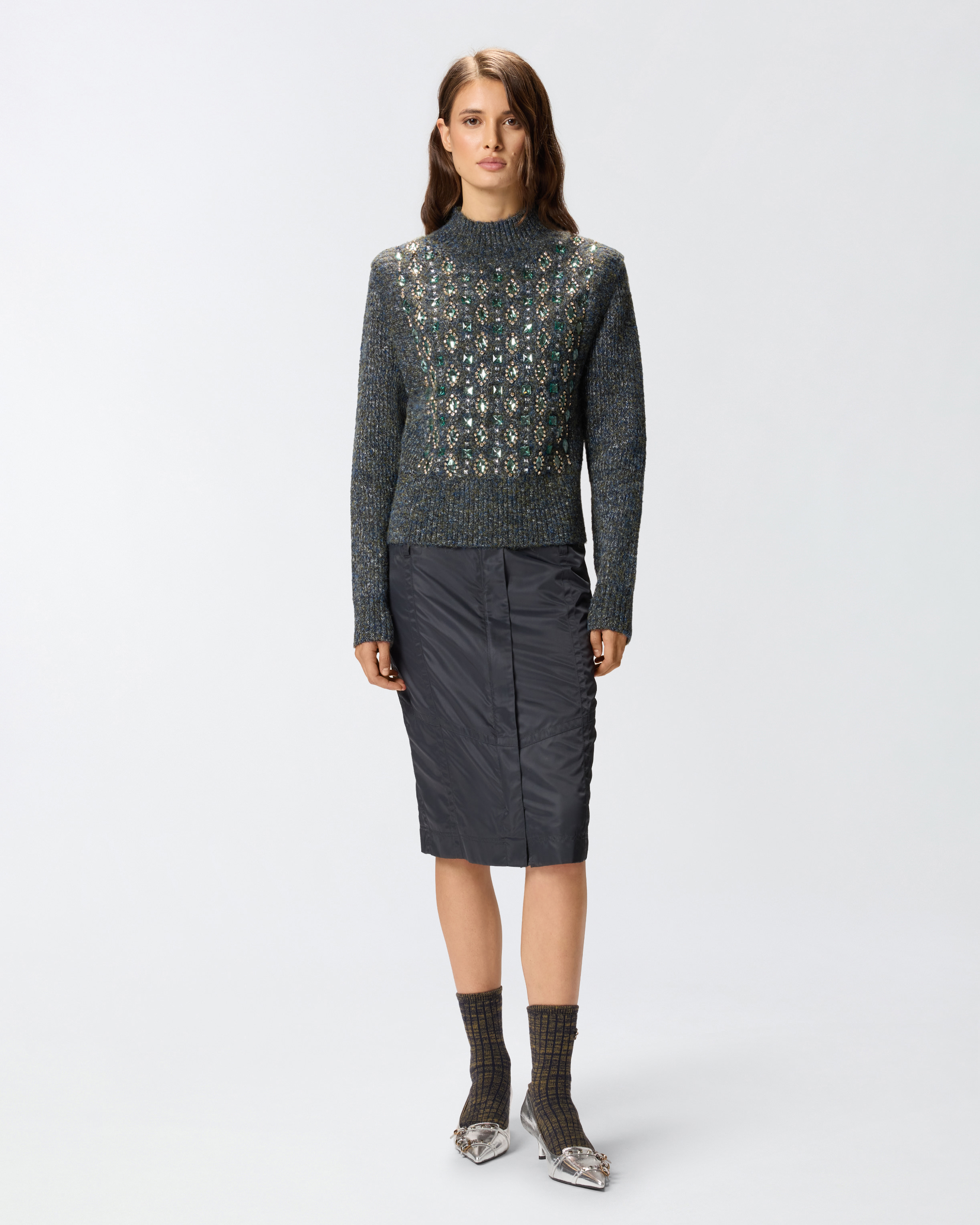 Cardigan con trecce e ricamo gioiello 1