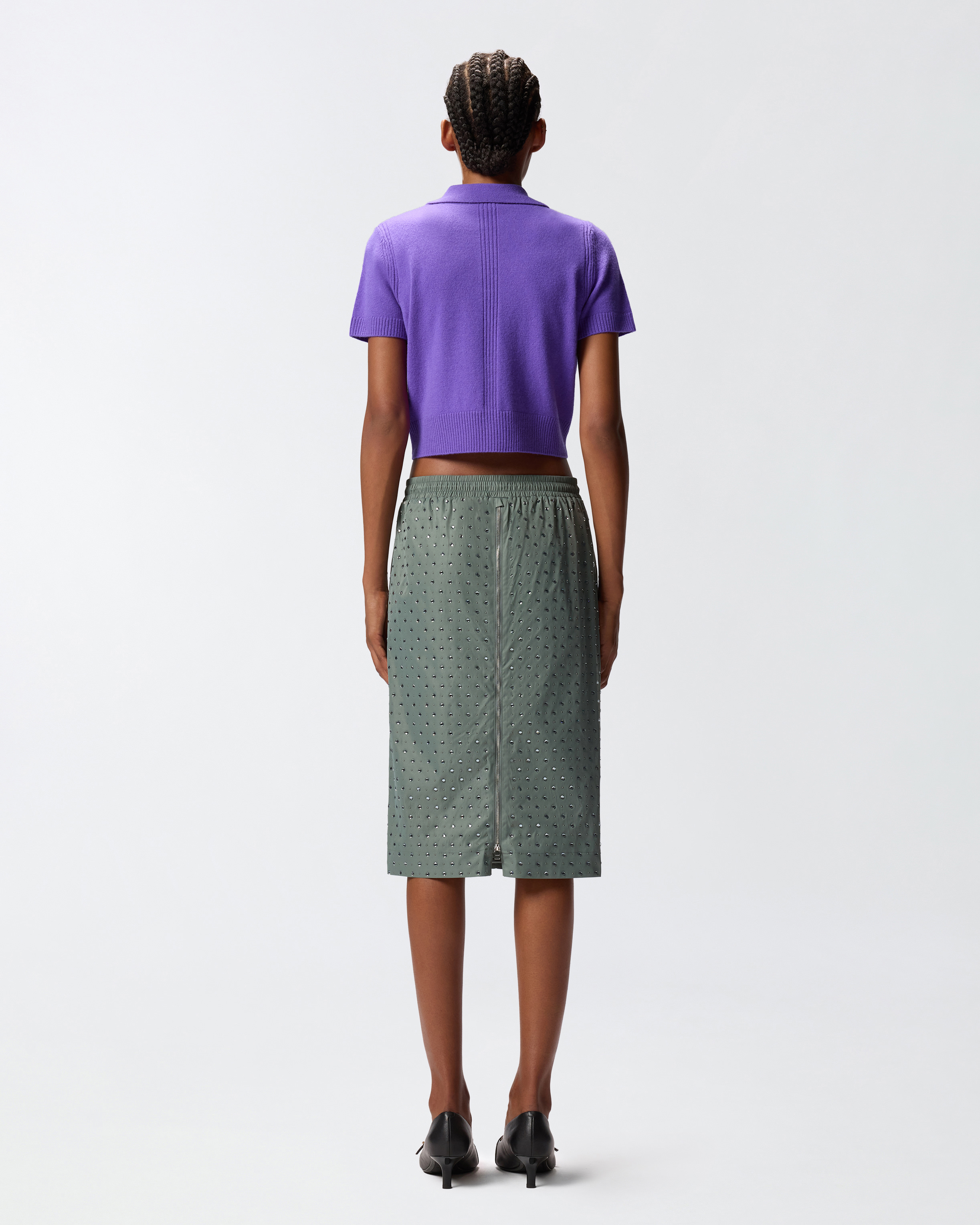 Pinko Alona Embellished Midi Skirt In Green
