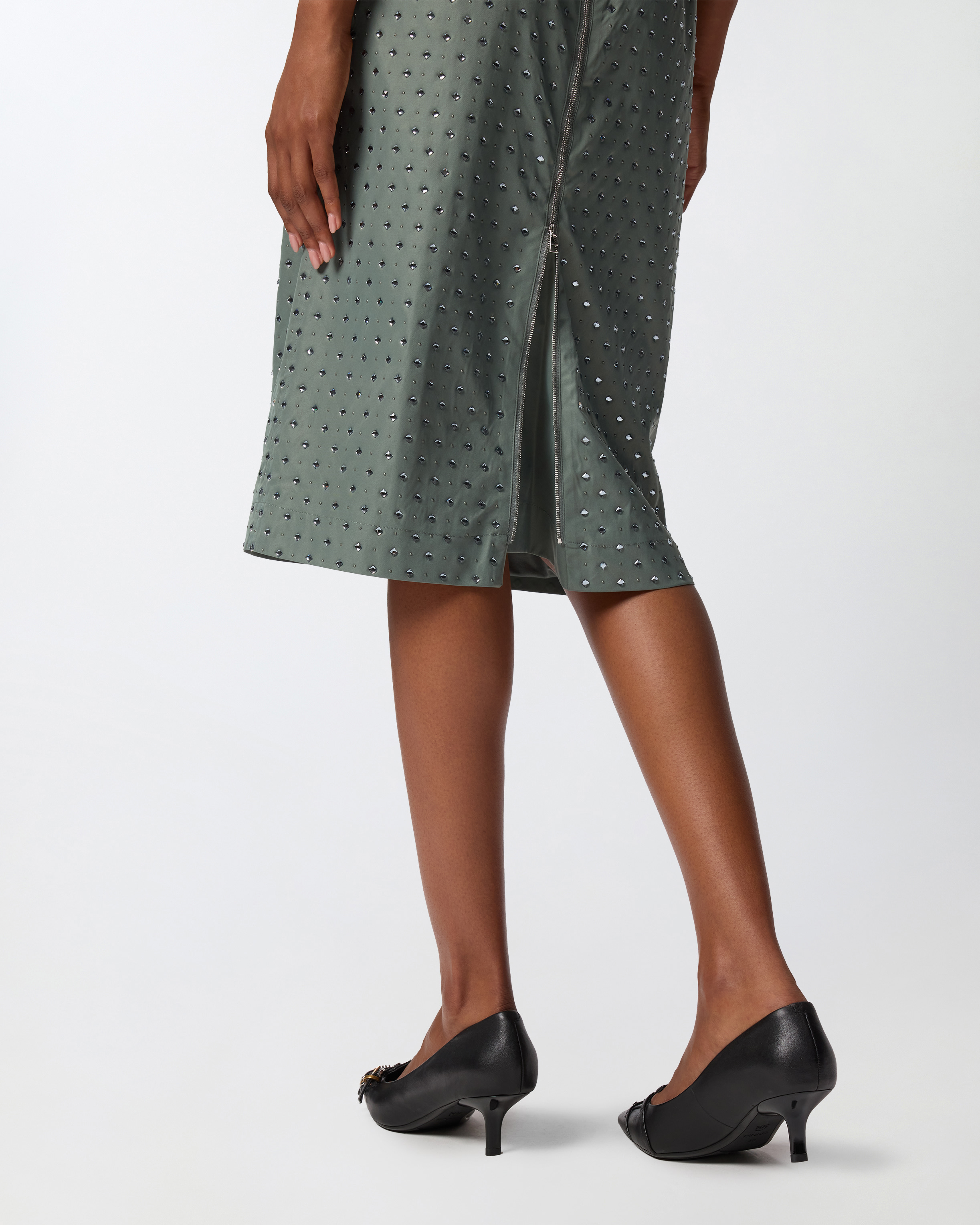 Pinko Alona Embellished Midi Skirt In Green