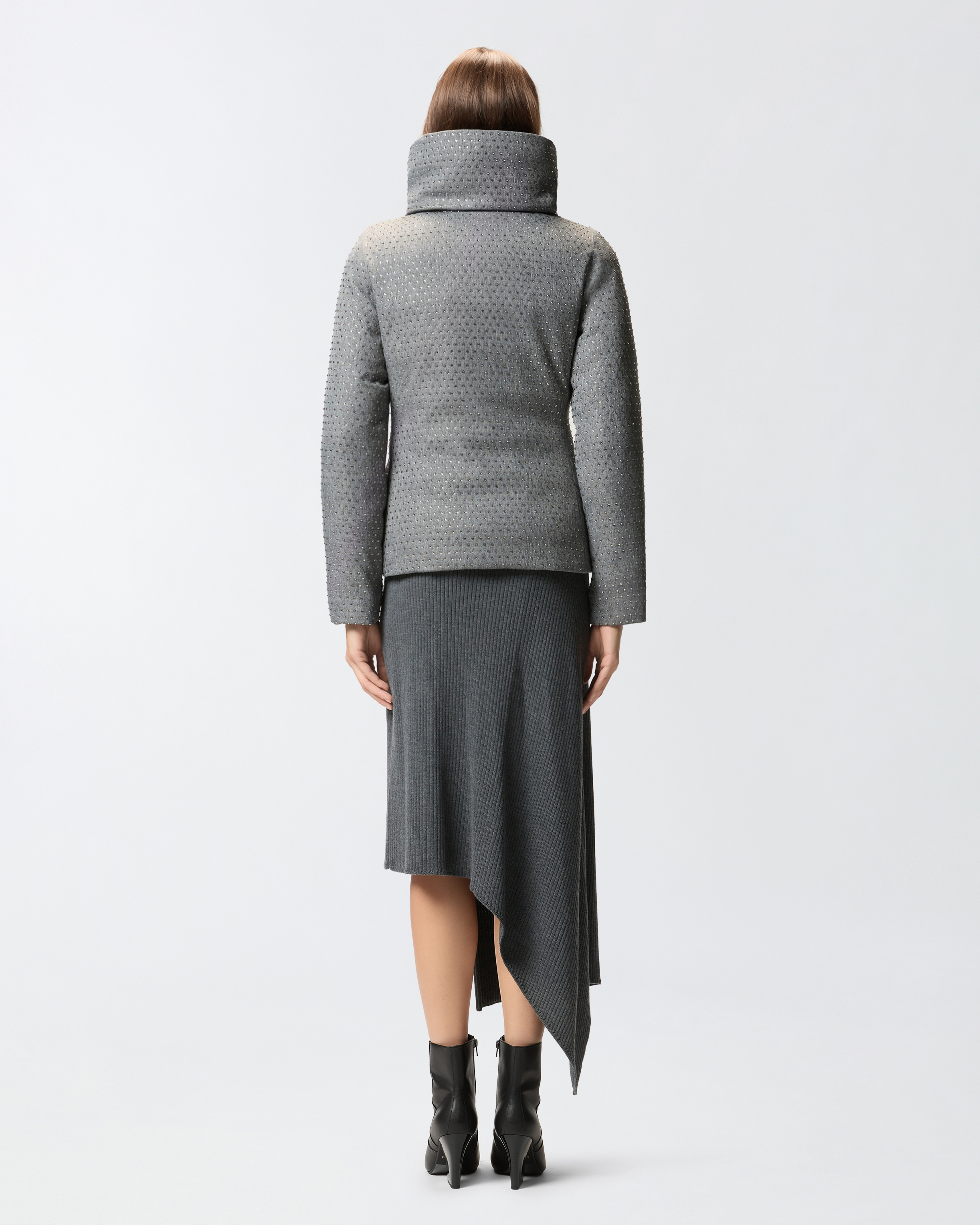Pinko Embellished Puffer Jacket In Gray