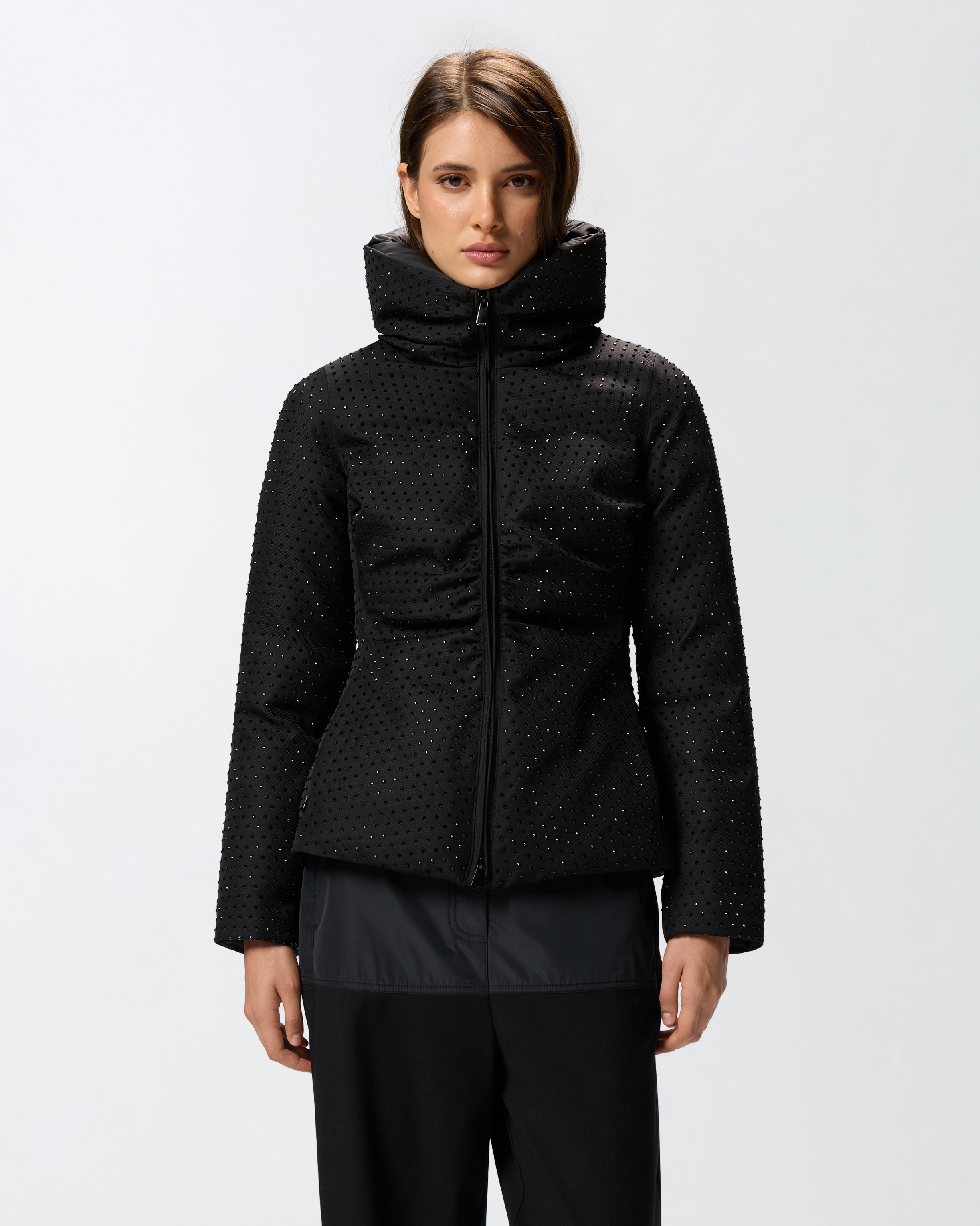 Pinko Strass-embellished High-neck Jacket In Black