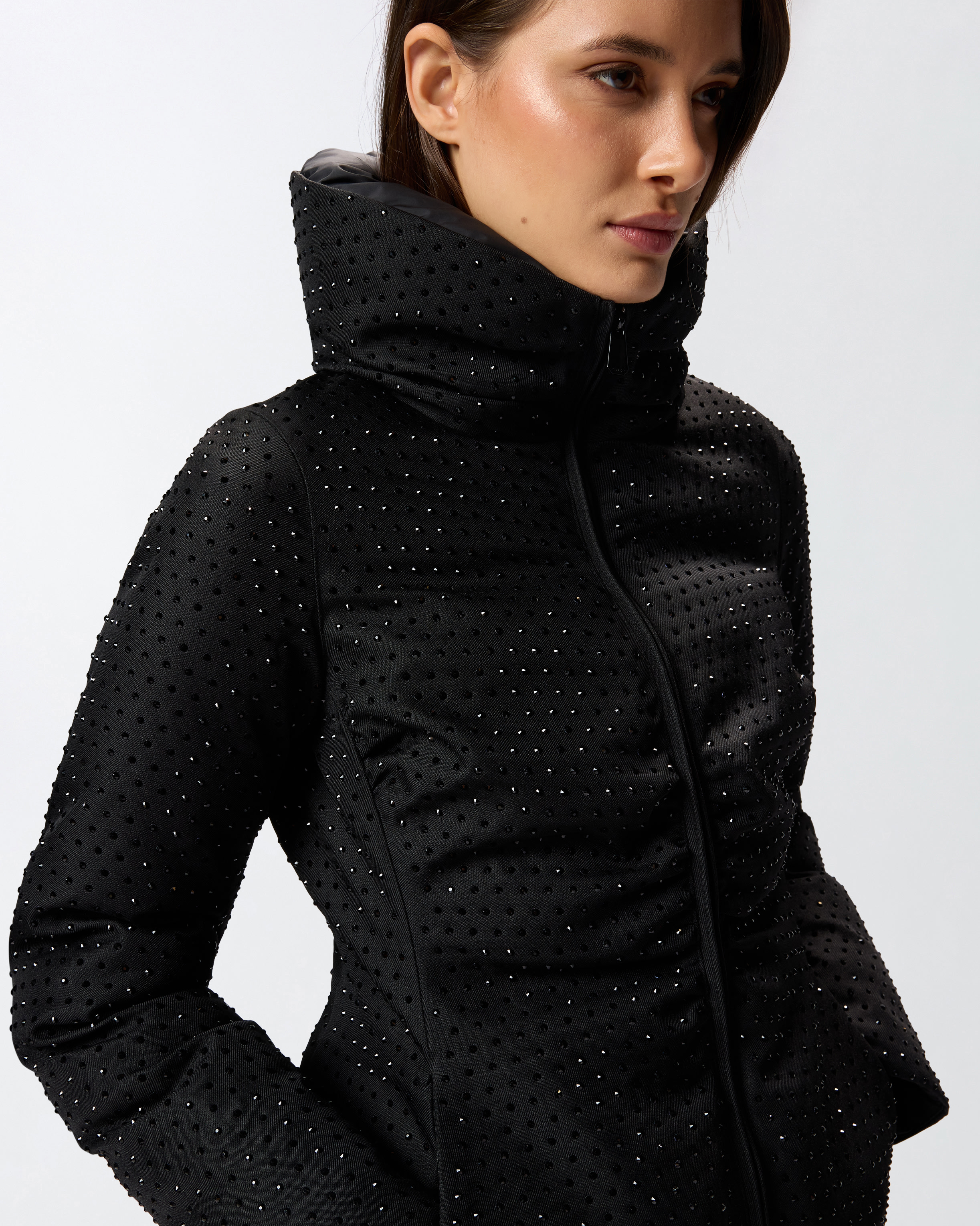 Pinko Strass-embellished High-neck Jacket In Black