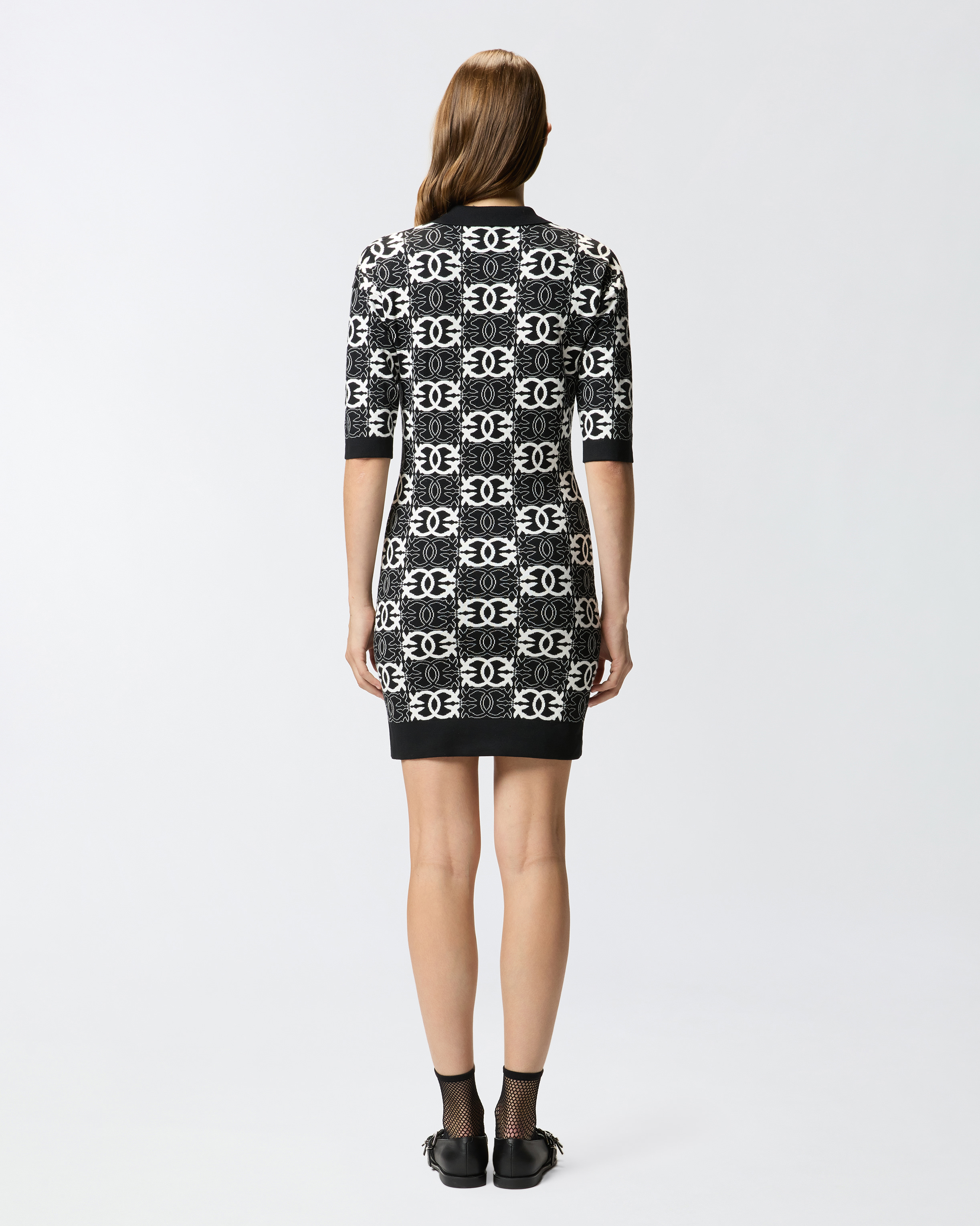 Pinko Love Birds Dress In Viscose Blend In Black