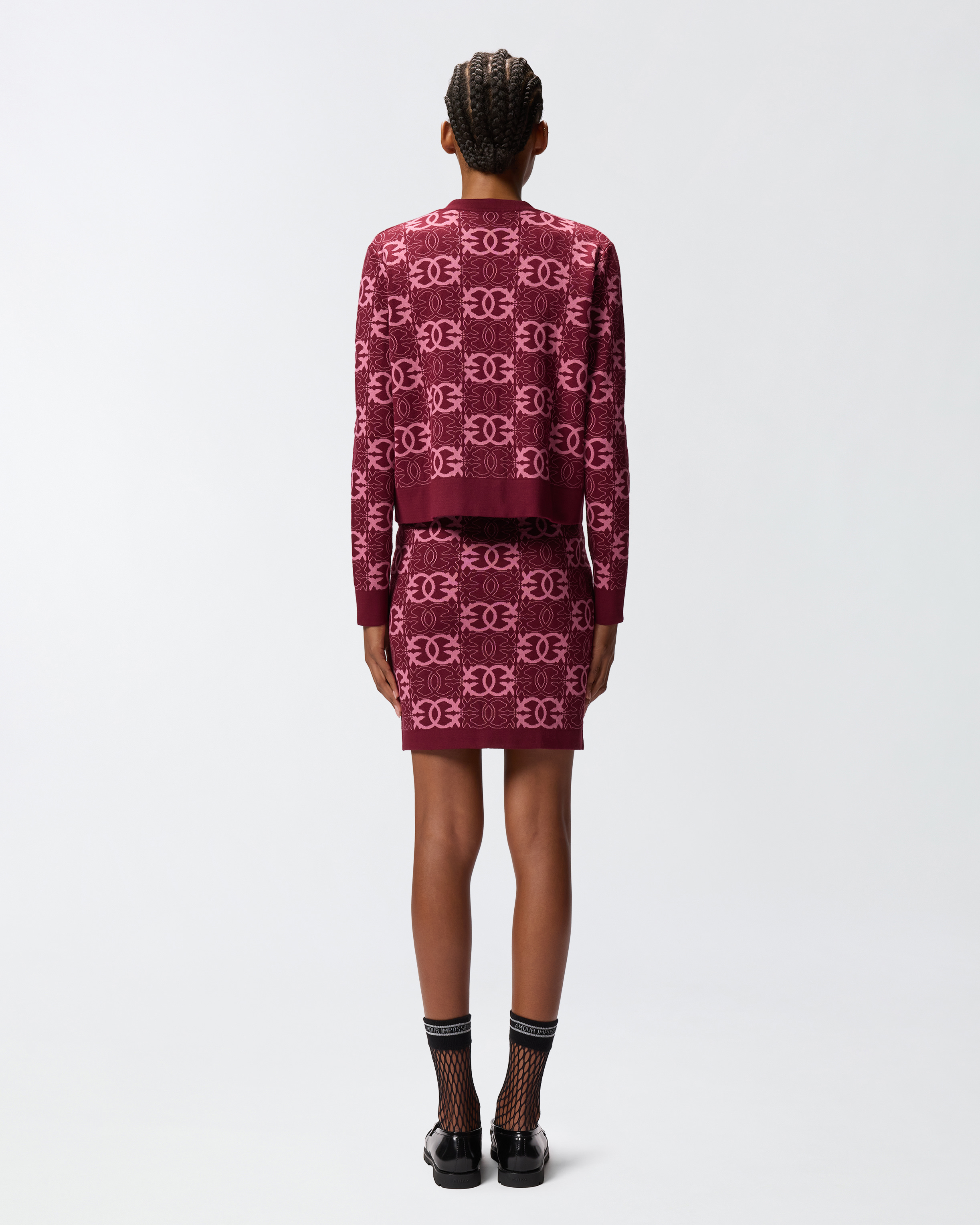 Pinko Cardigan With Love Birds Logo In Burgundy
