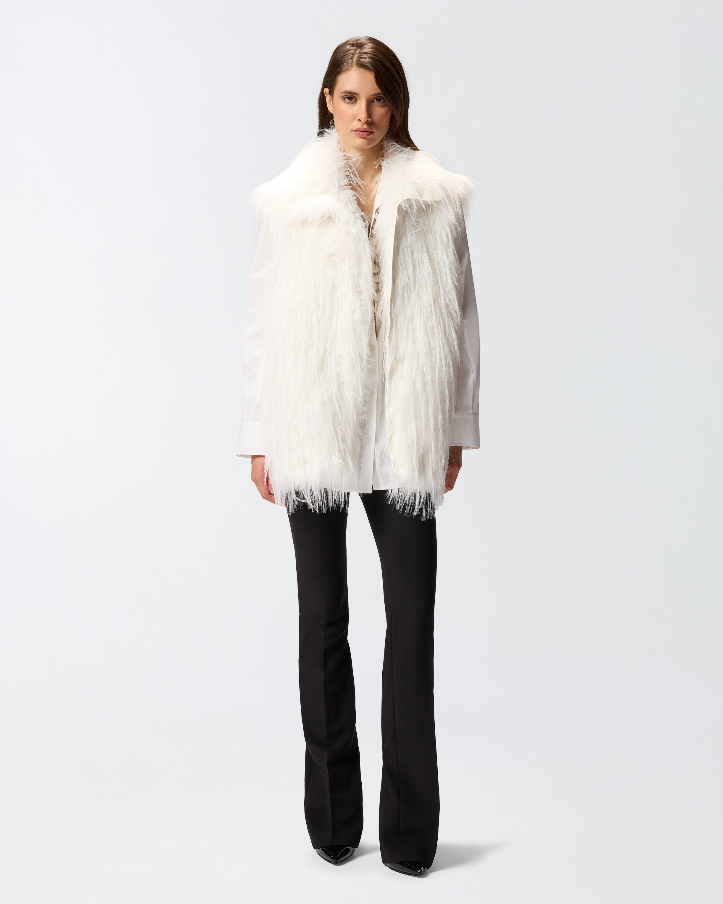 Pinko Faux Fur Vest In White