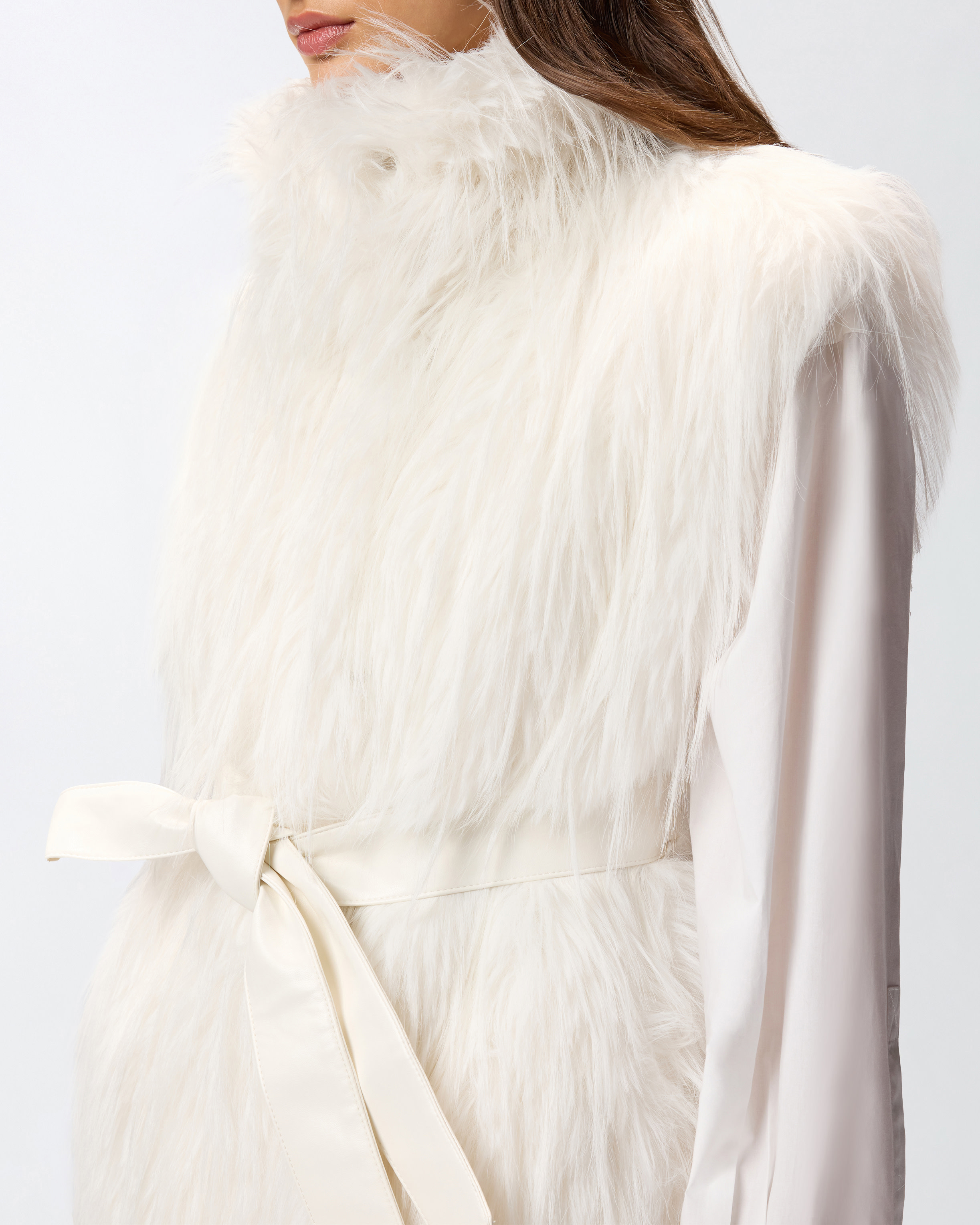 Pinko Faux Fur Vest In White