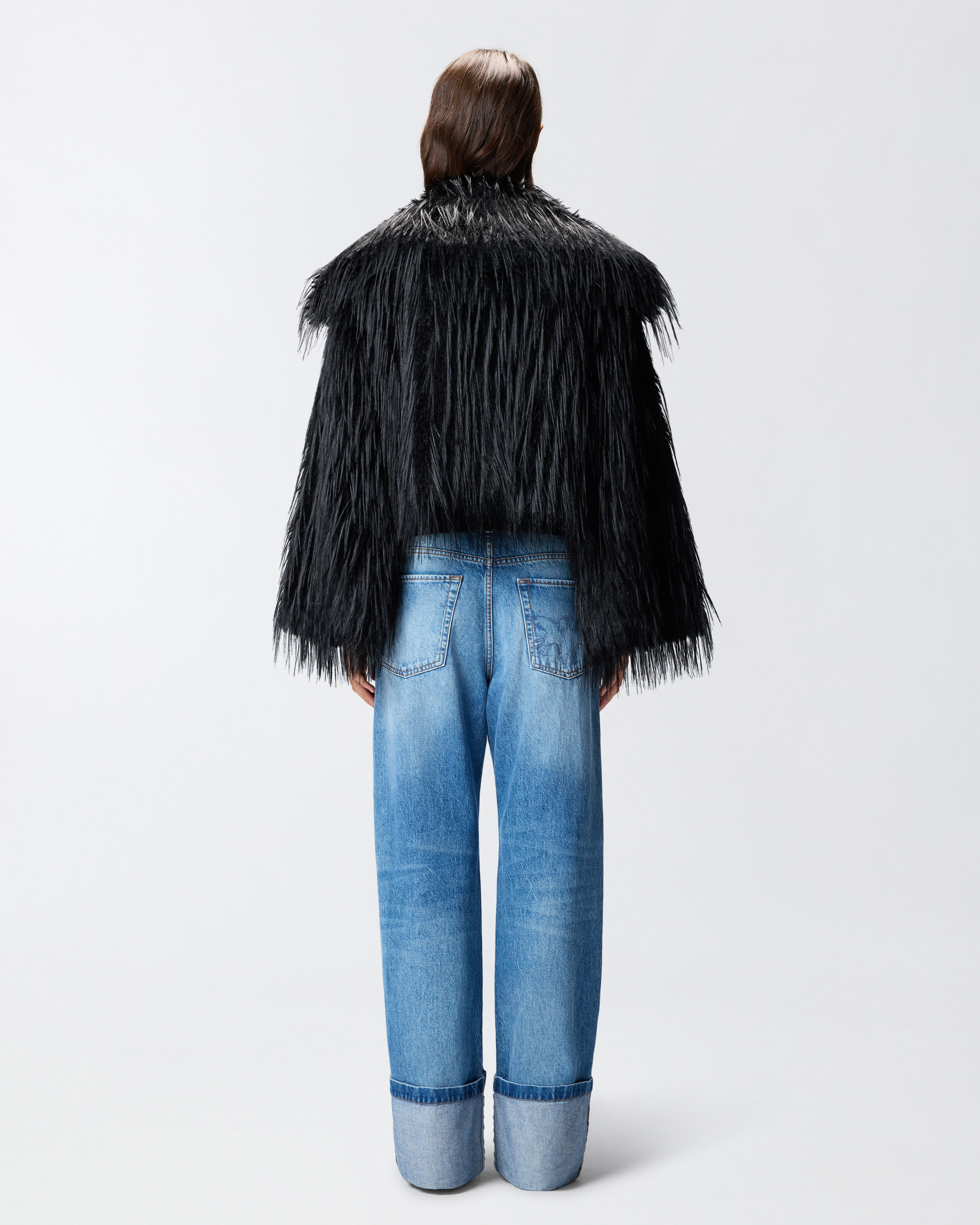 Pinko High-neck Faux-fur Jacket In Black