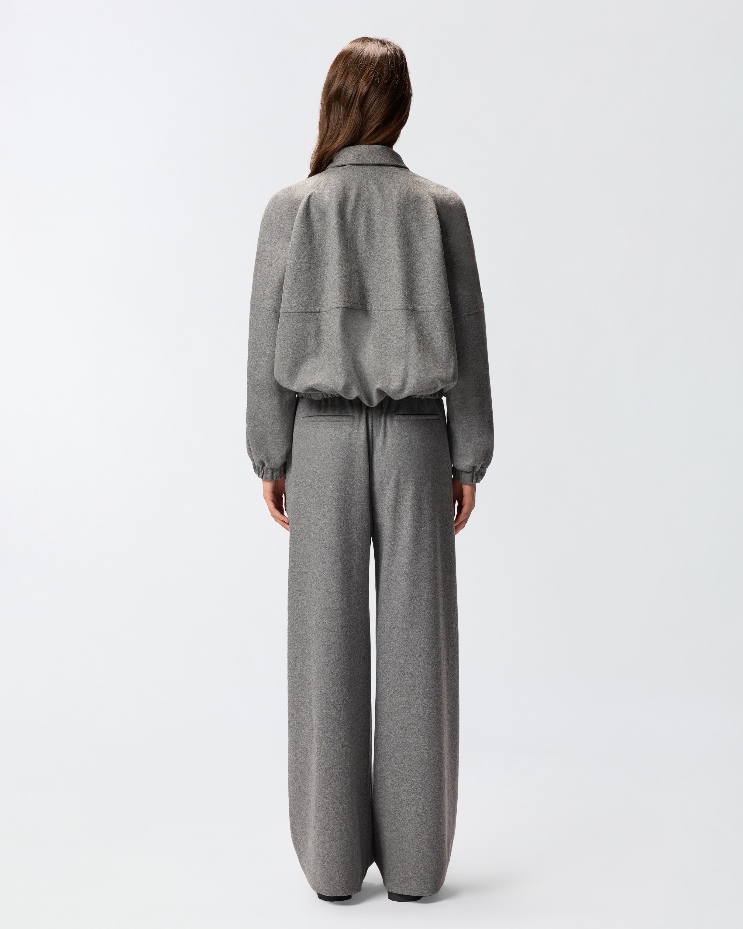 Pinko Wool-blend Bomber Jacket With Zip In Gray