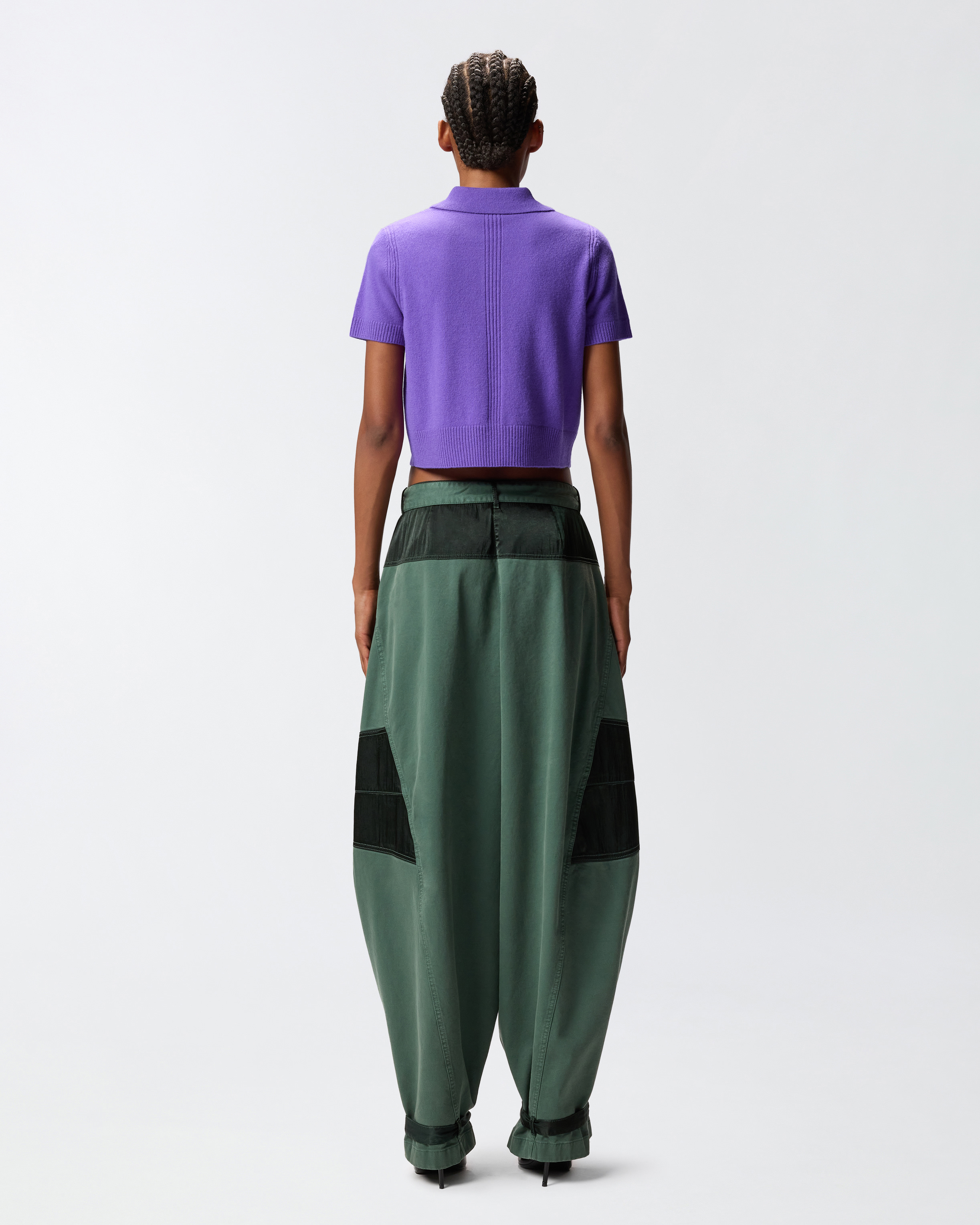 Pinko Utility Trousers With Contrasting Inserts In Green