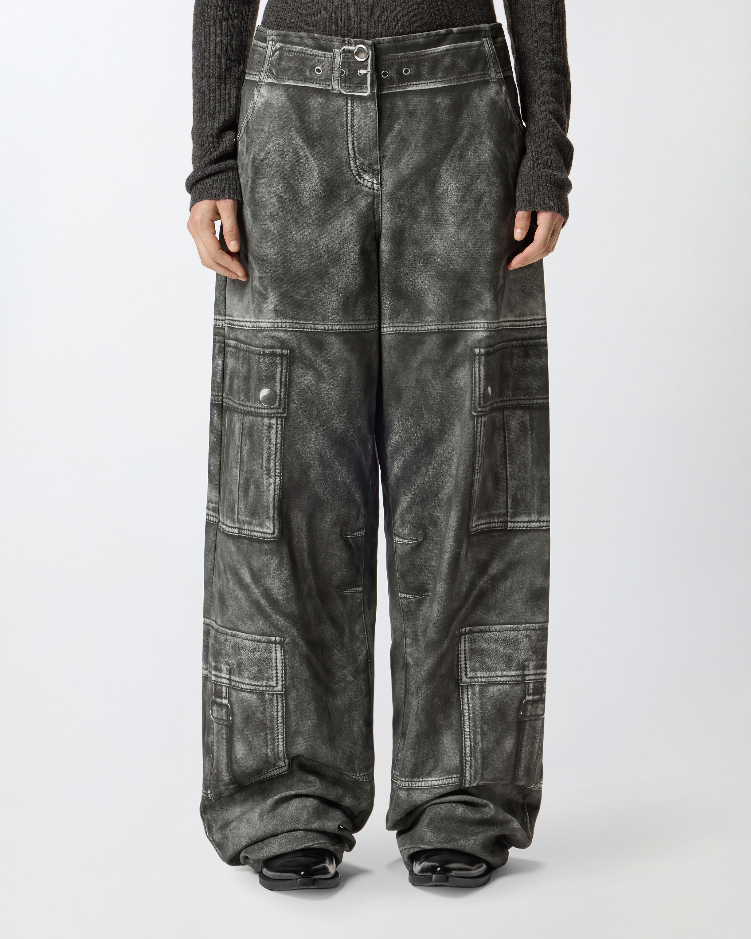 Pantalon wide leg imprimé effet cuir 1
