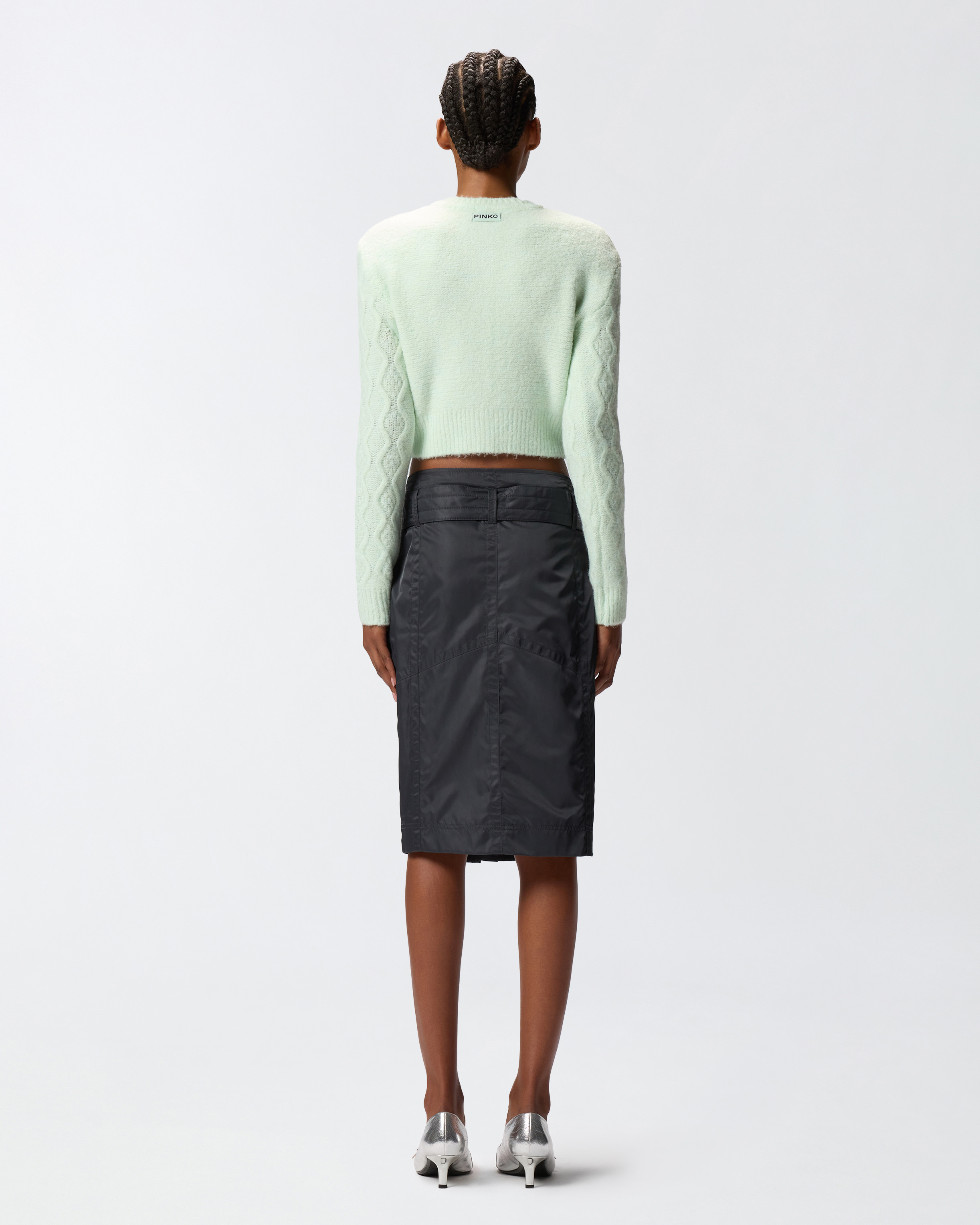 Pinko Cropped Cardigan With Jewel Buttons In Green