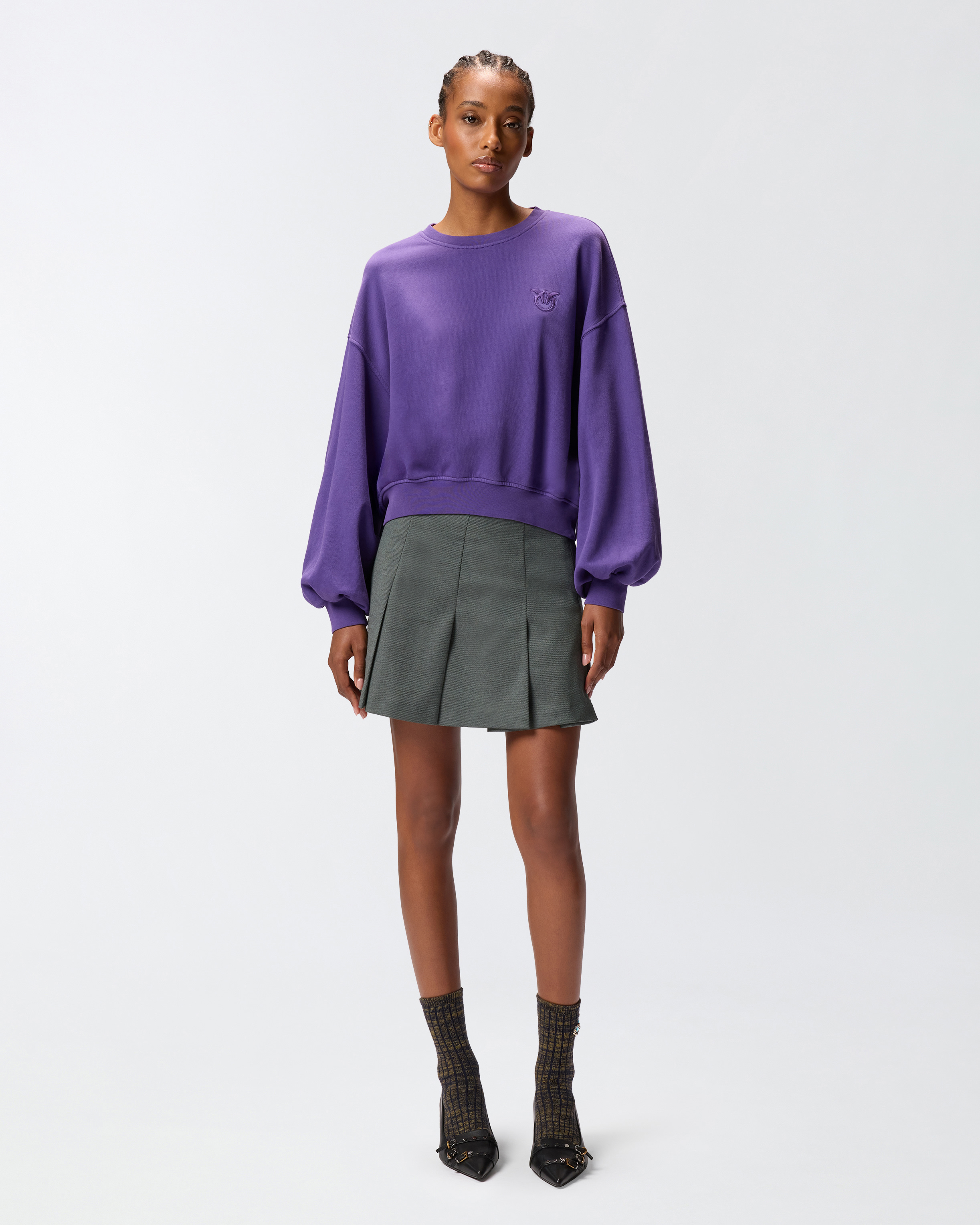 Pinko Pleated Wool-blend Mini Skirt In Gray