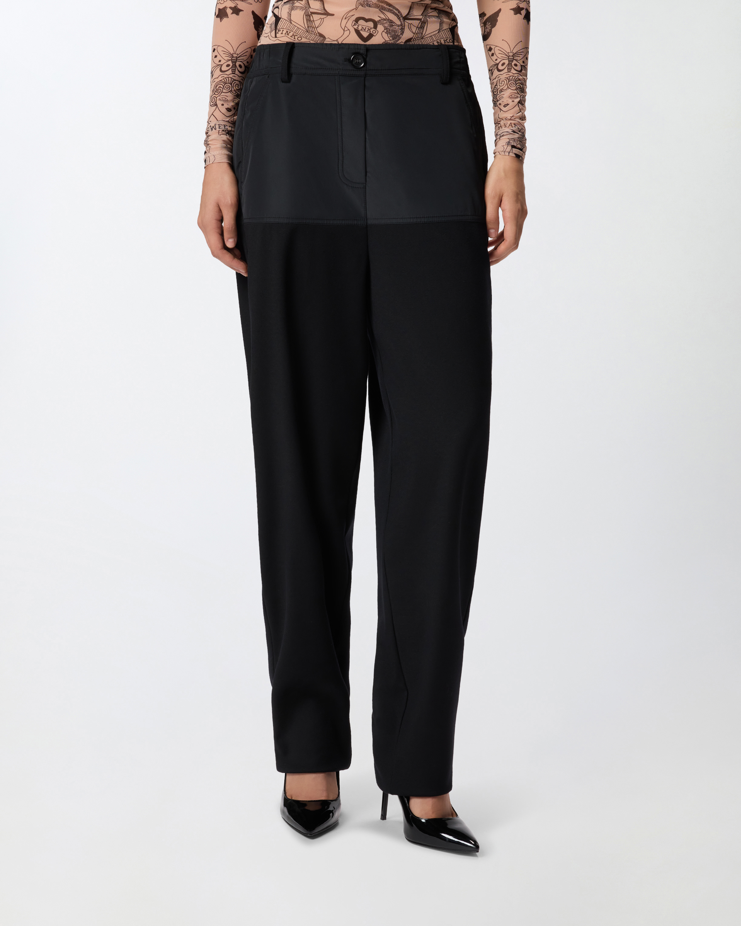 Pinko Panelled-design Trousers In Black