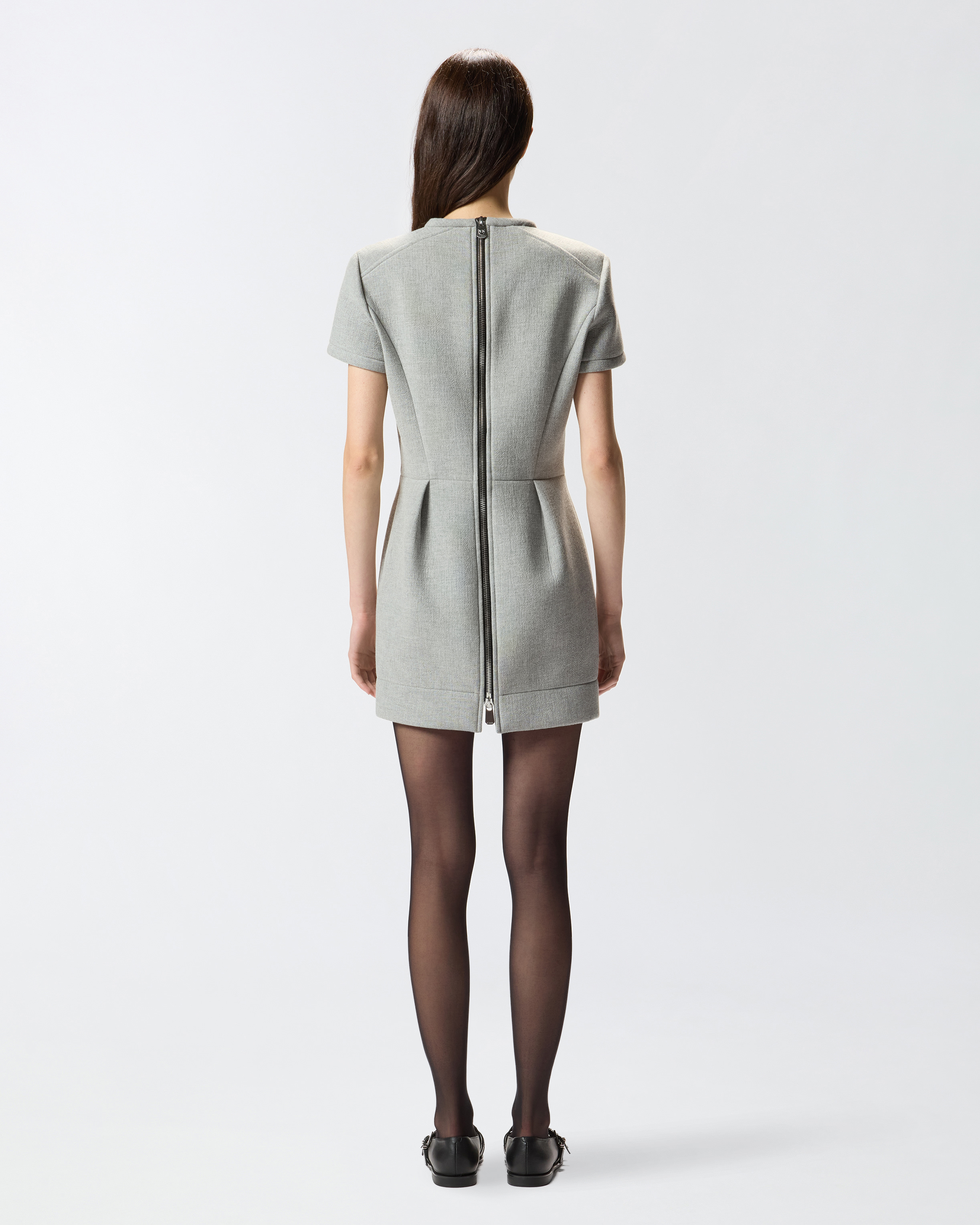 Pinko Belted Short-sleeve Mini Dress In Gray