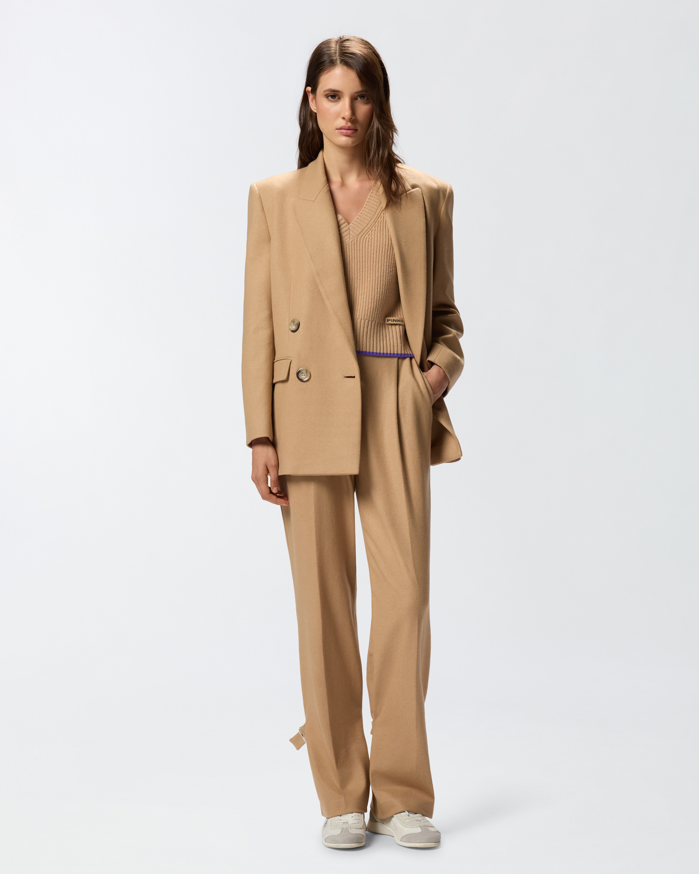 Wide-Leg-Hose mit Riemchen - Braun - large | Pinko 