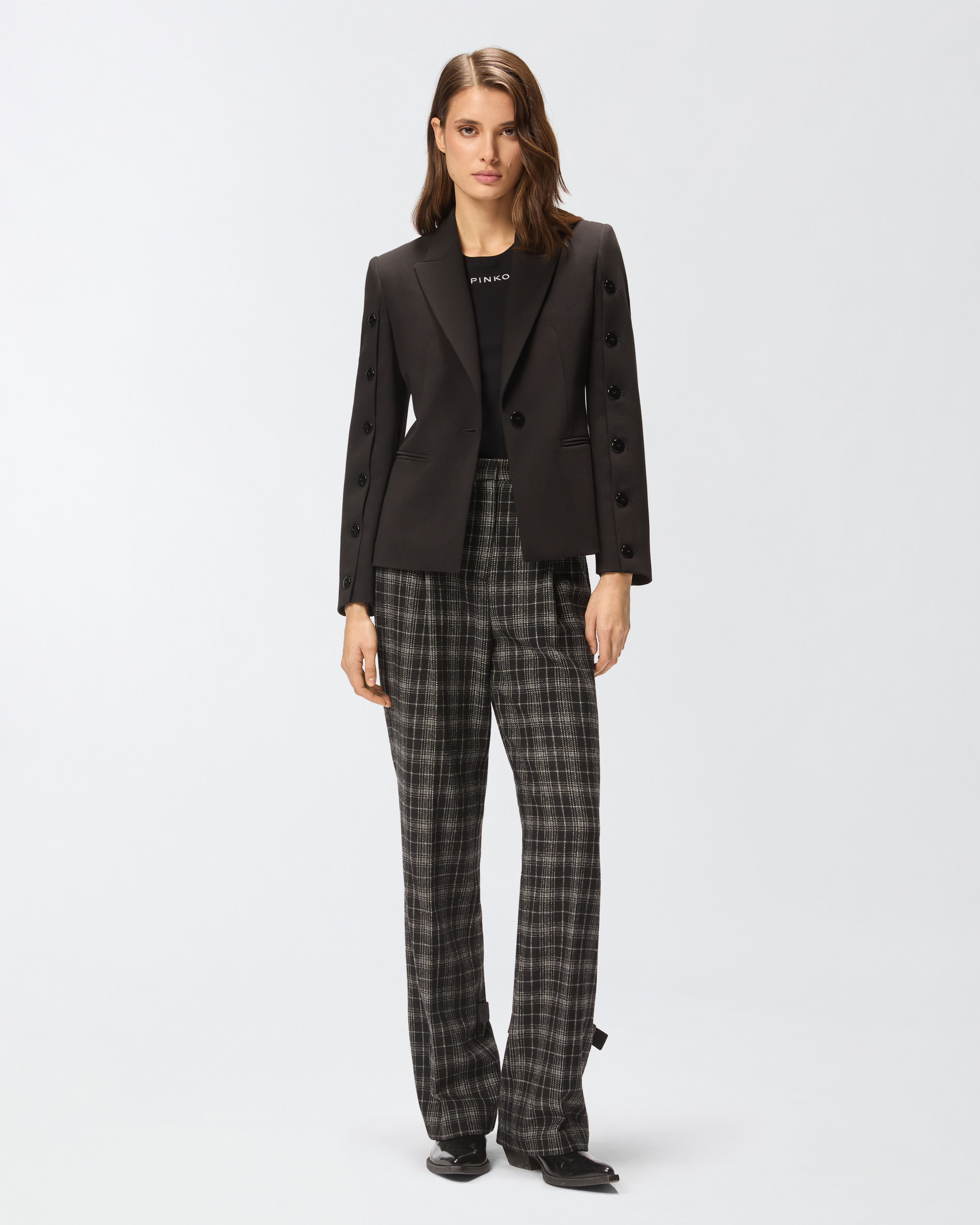 格纹长裤 - 米色, 非洲大地, 多色混合 - large | Pinko 