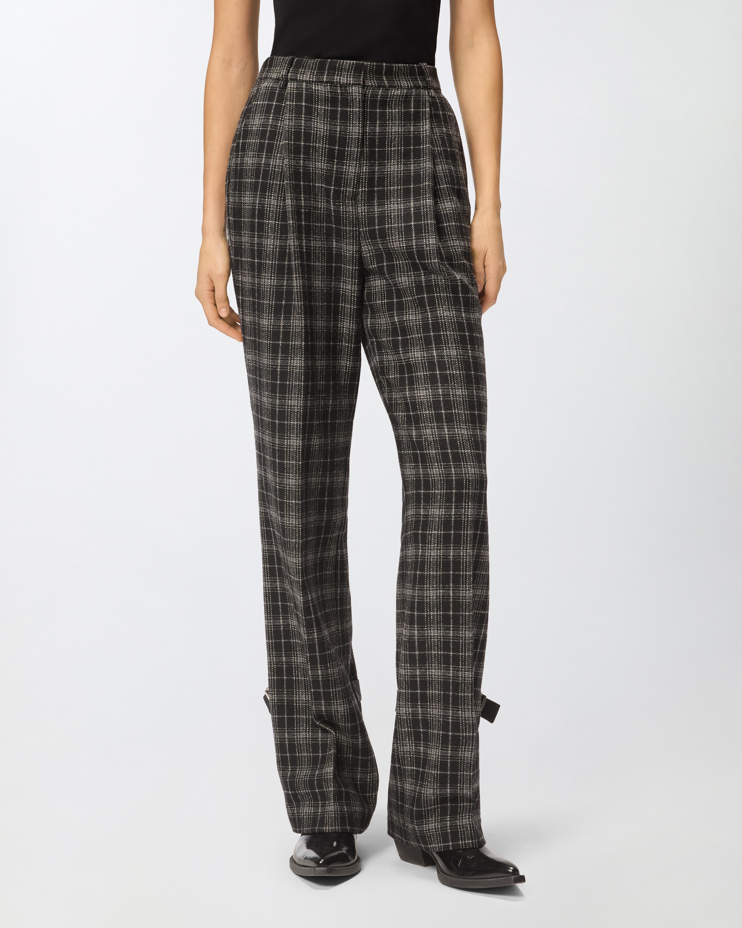 Long check trousers 1
