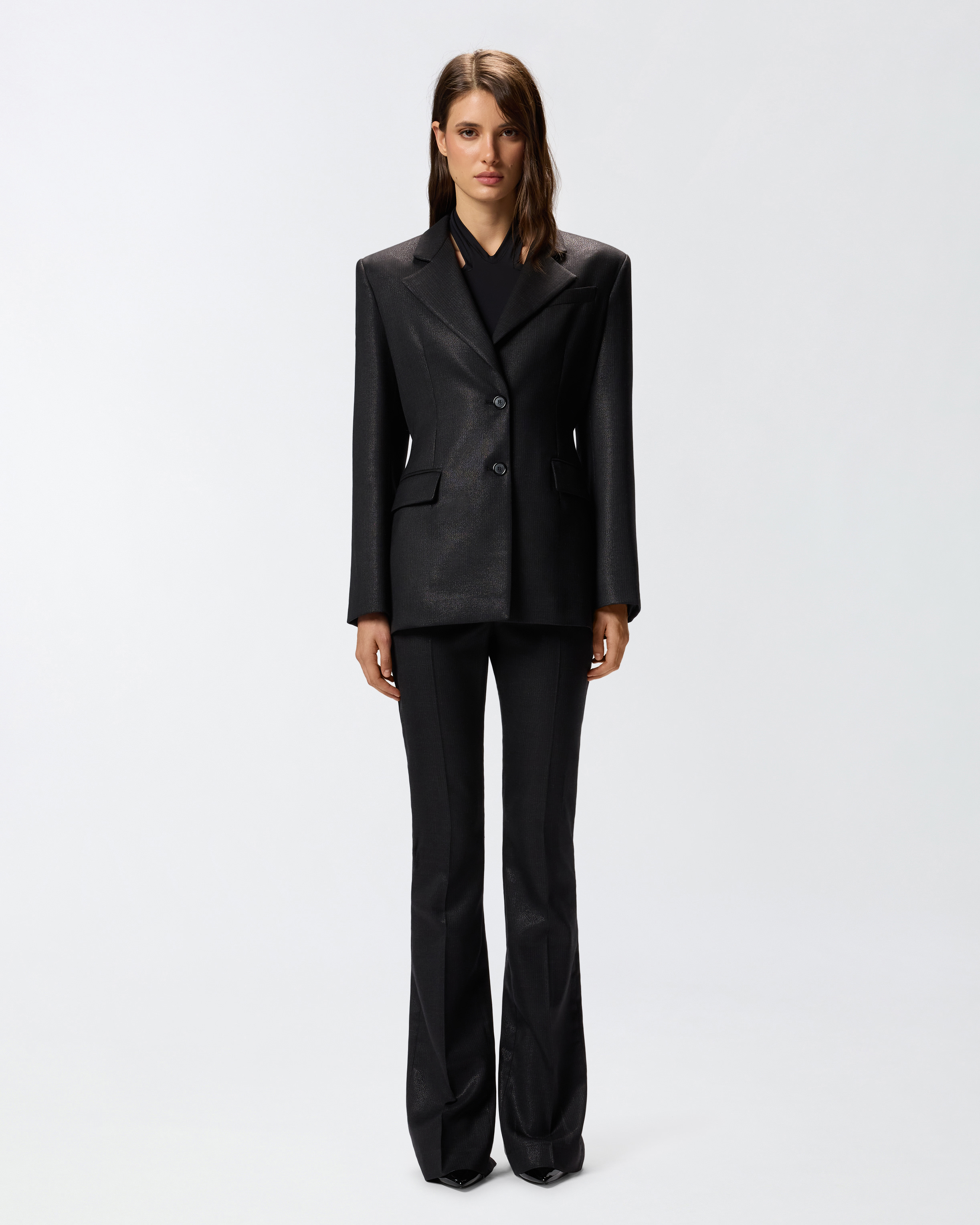 Blazer con raya diplomática y correa 1