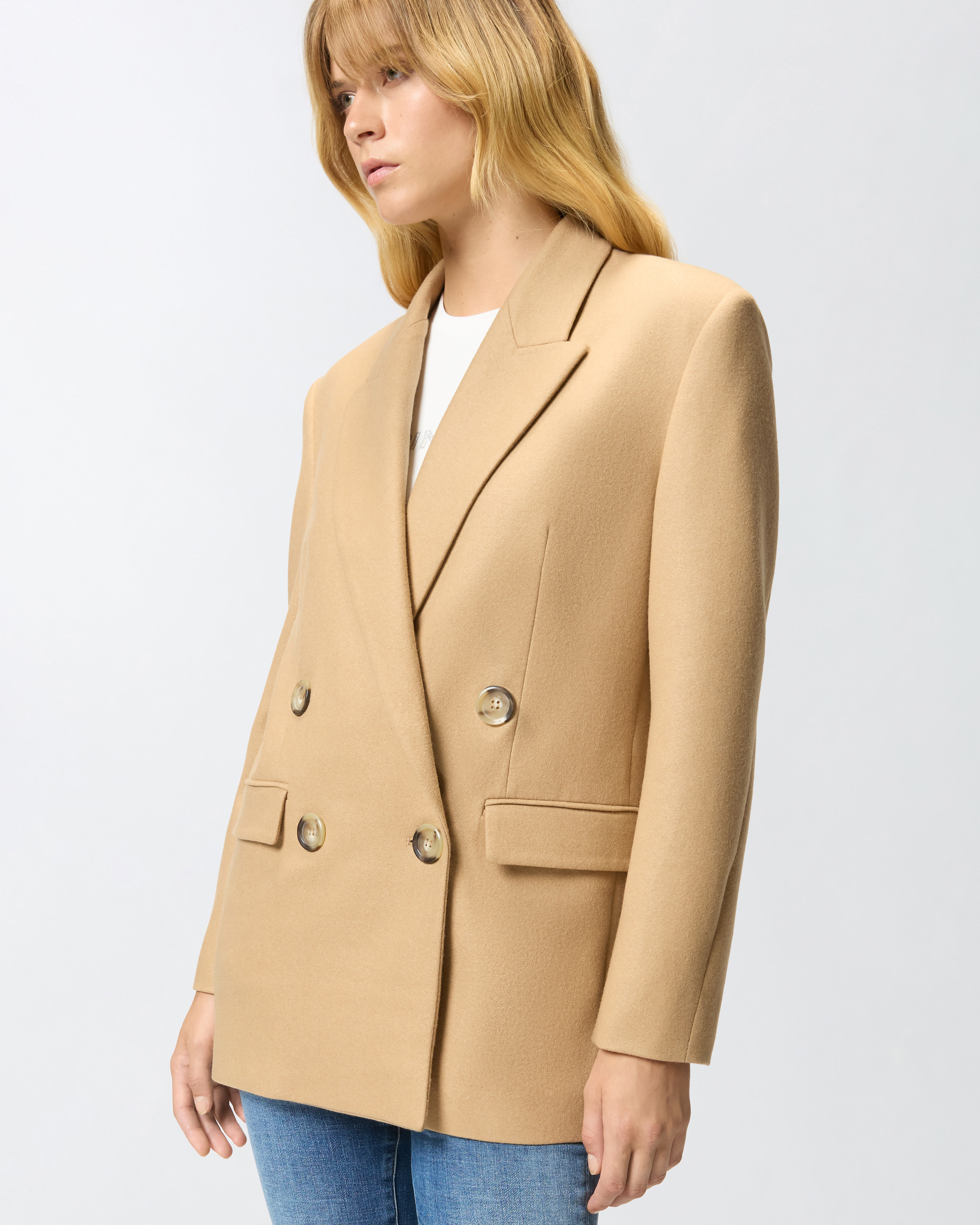 Pinko Veste Croisée En Laine Mélangée In Yellow