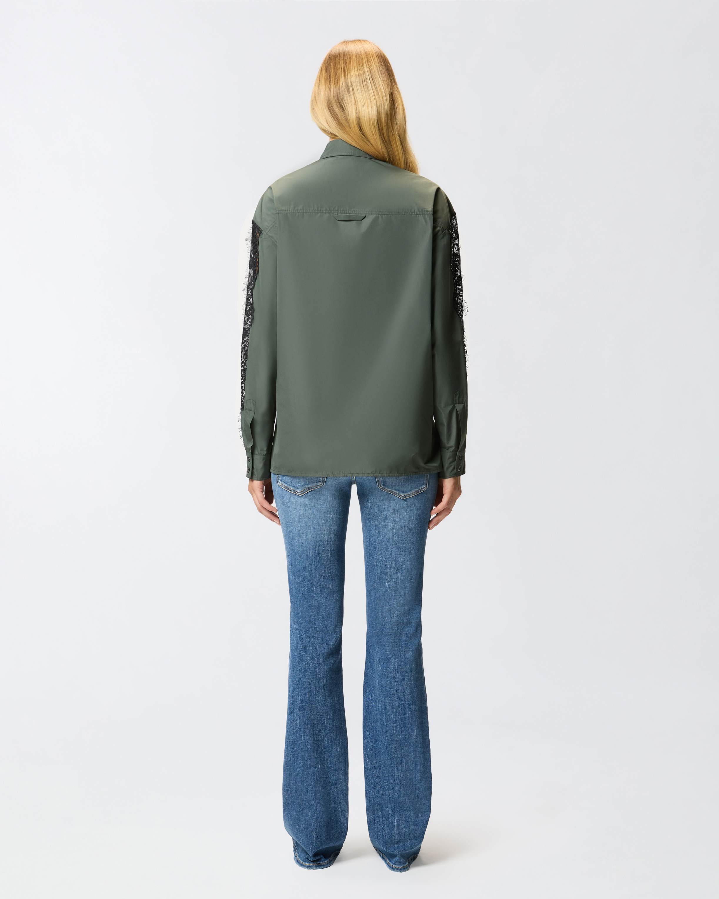 Pinko Lace Sleeve Shirt In Green