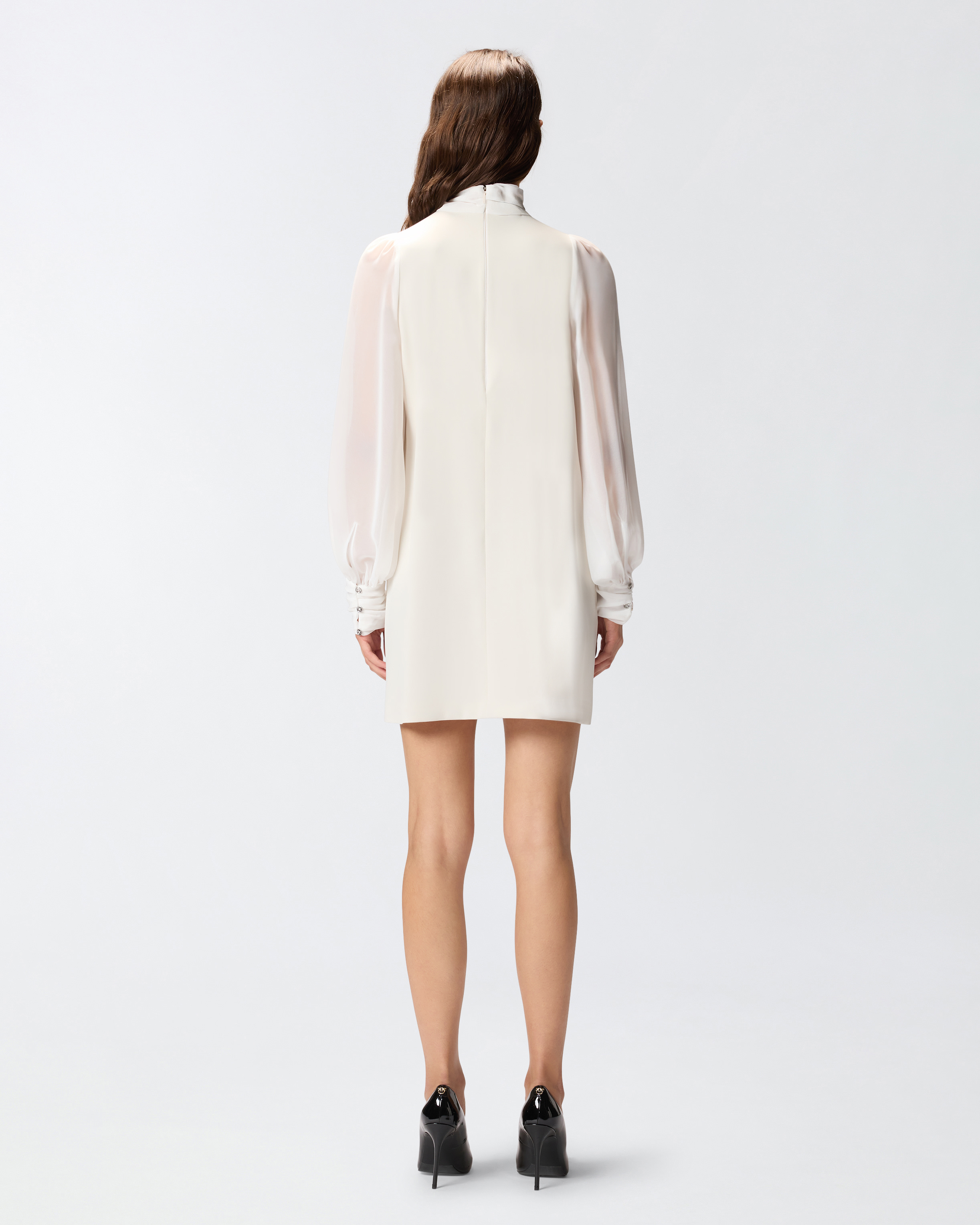 High-neck georgette mini dress 2