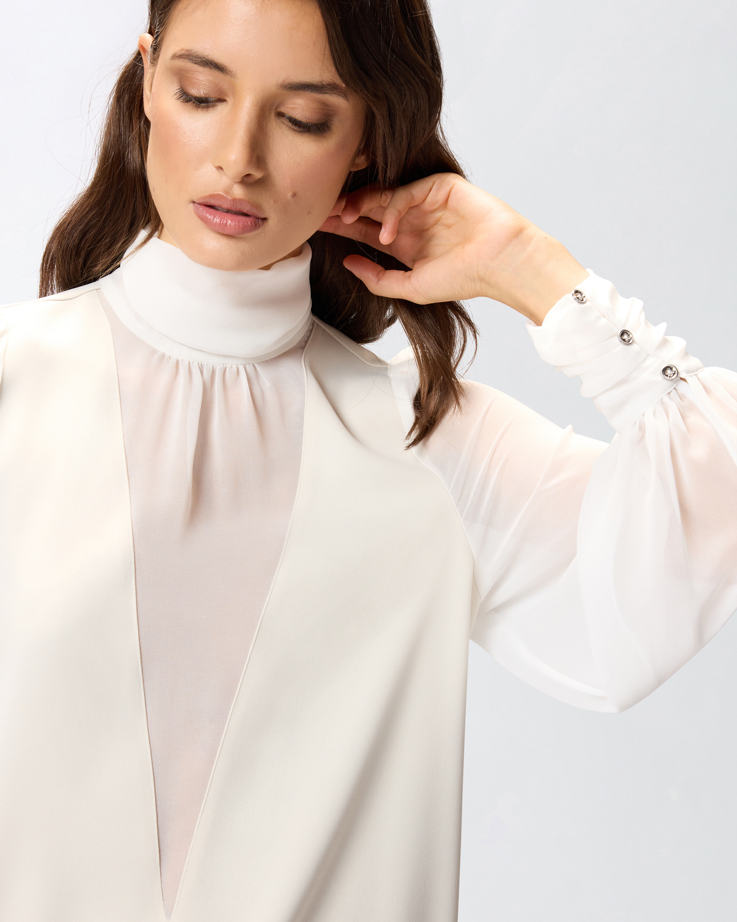 High-neck georgette mini dress 3