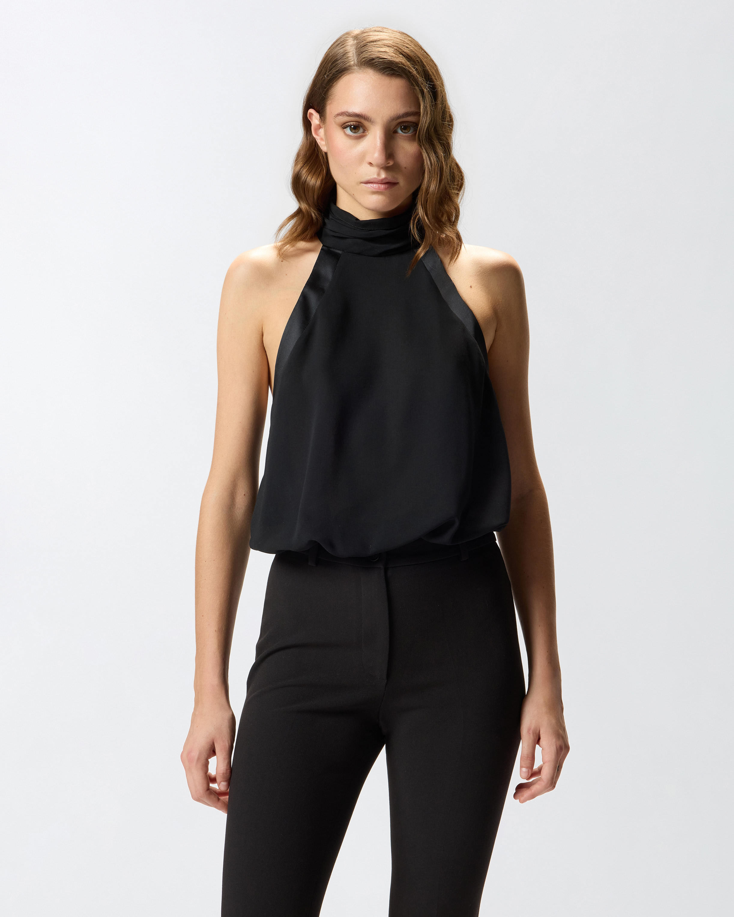 Top dos nu à encolure américaine - Noir - large | Pinko 