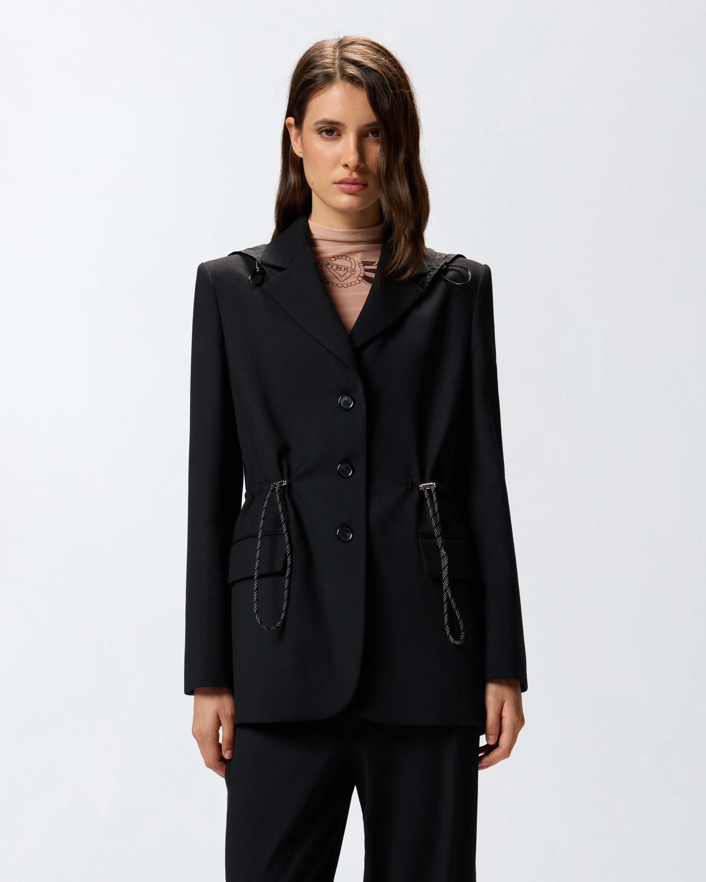 Pinko Hooded Jacket With Drawstring In Black