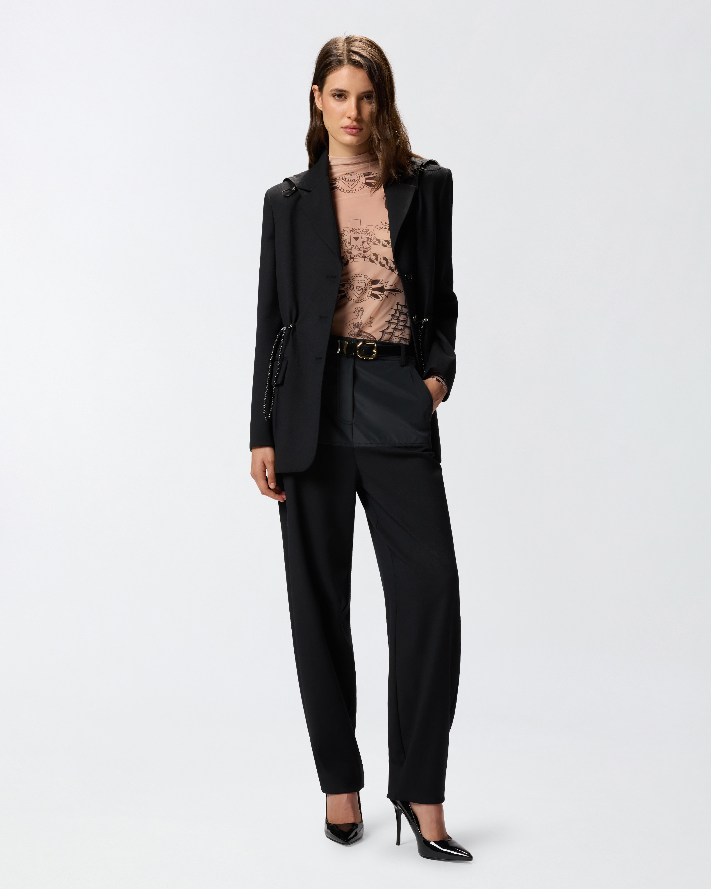 Pinko Hooded Jacket With Drawstring In Black