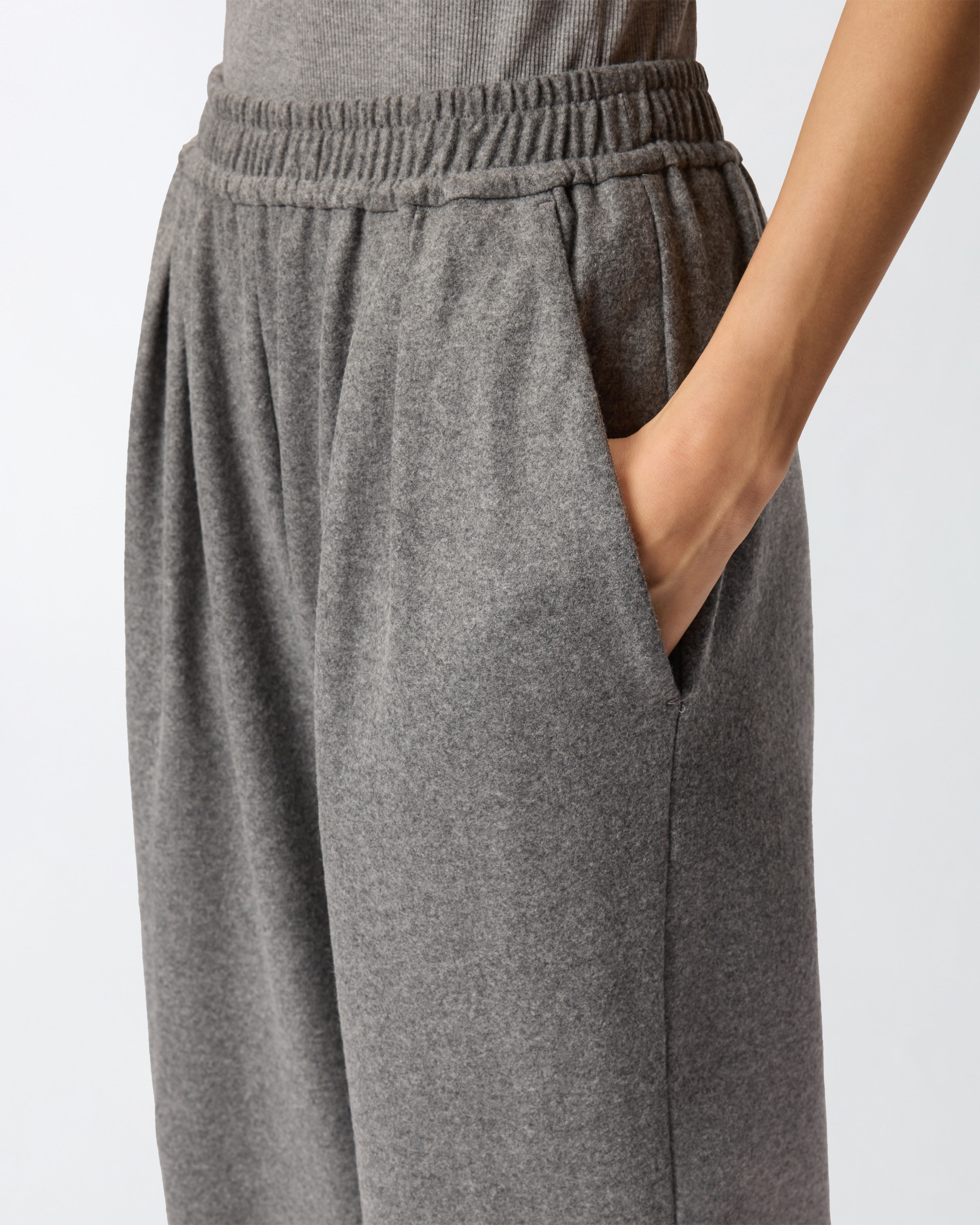 Pinko Long Wide-leg Wool-blend Trousers In Gray