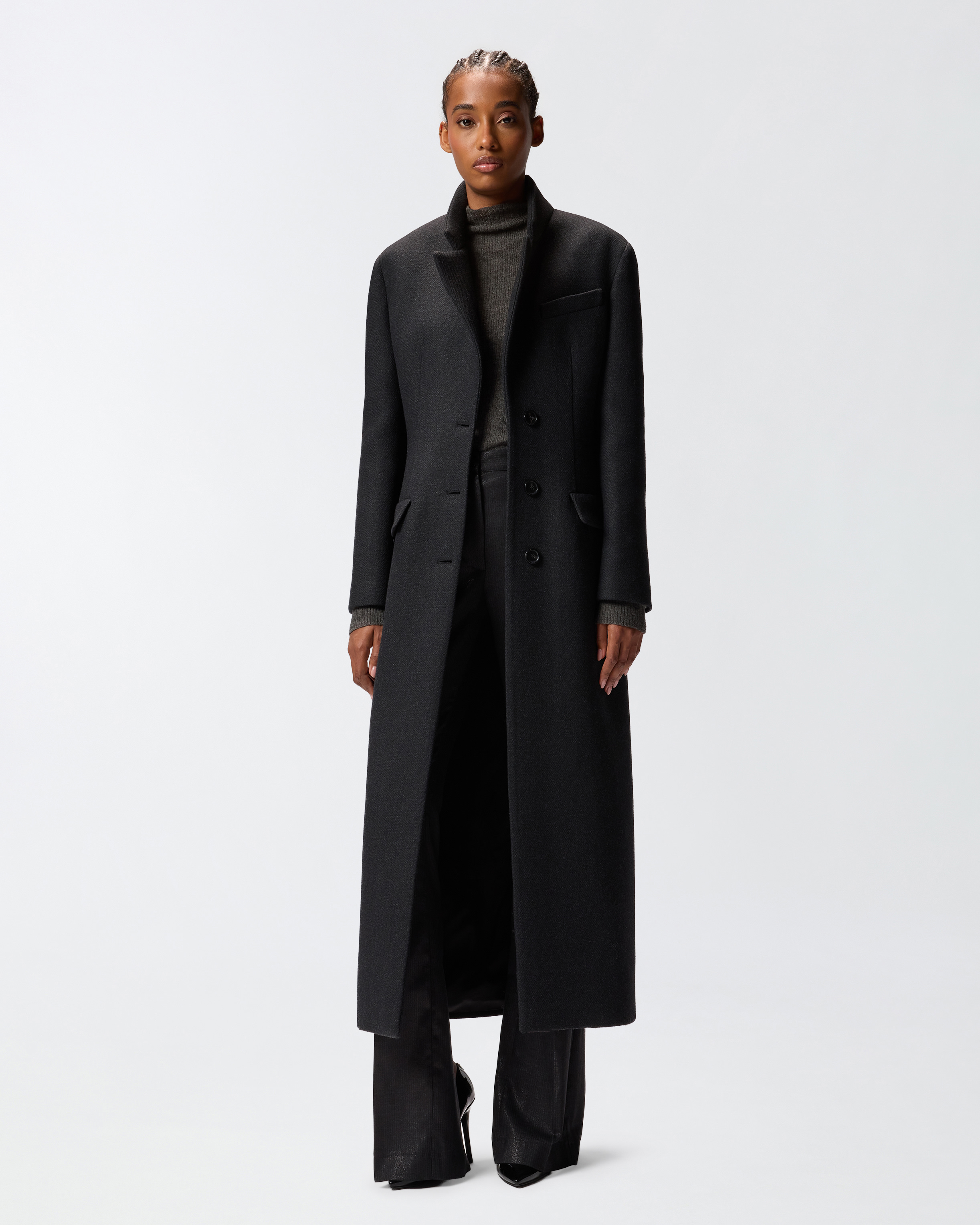 Pinko Structured Wool Coat In Black