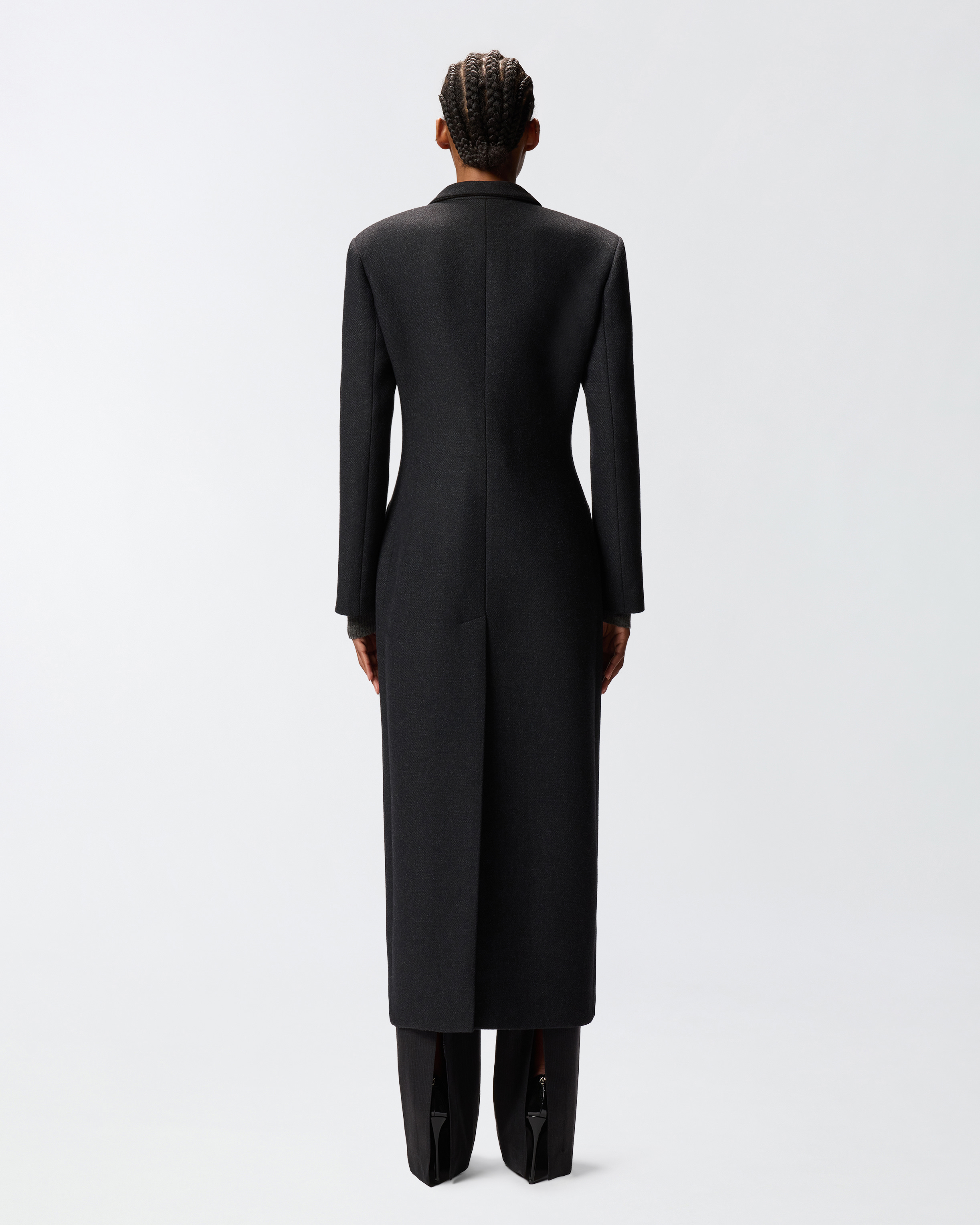 Pinko Structured Wool Coat In Black