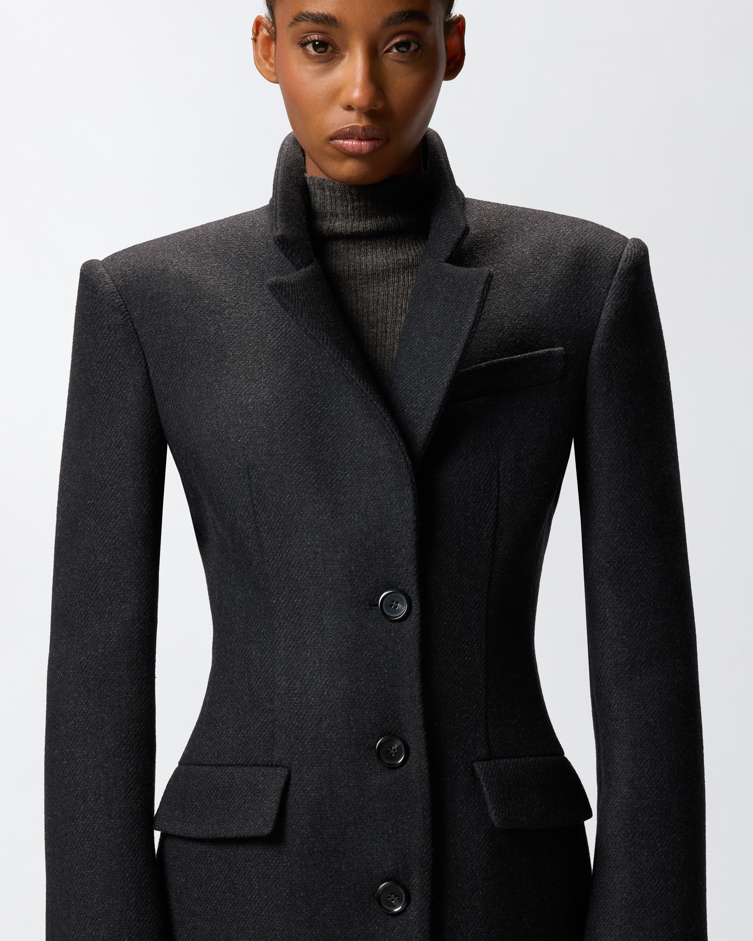 Pinko Structured Wool Coat In Black