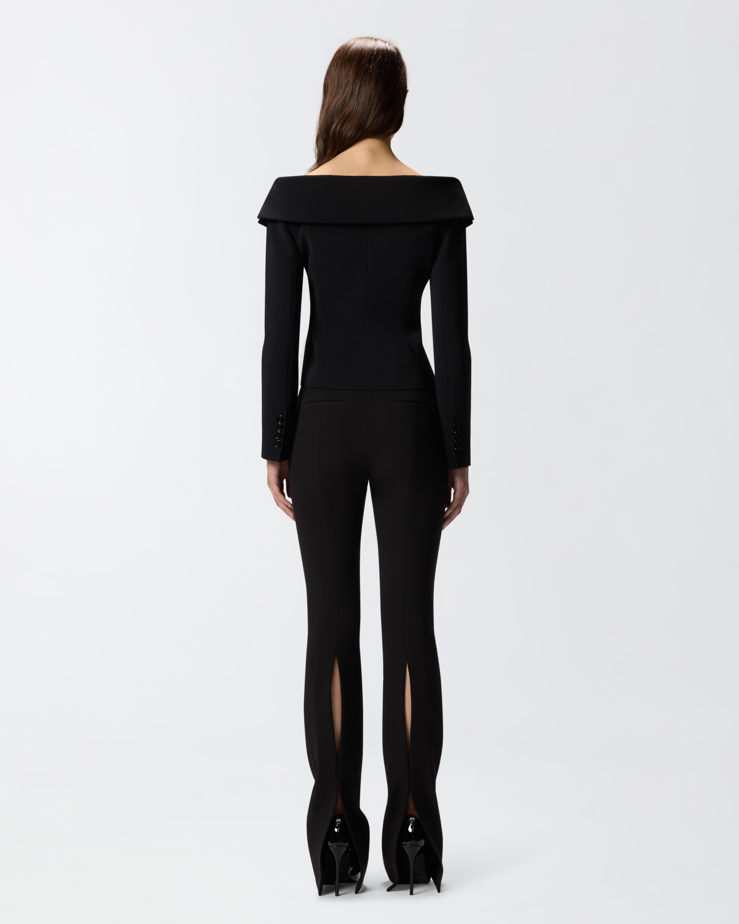 Pinko Off-the-shoulder Black Jacket With Folded Neckline In Black