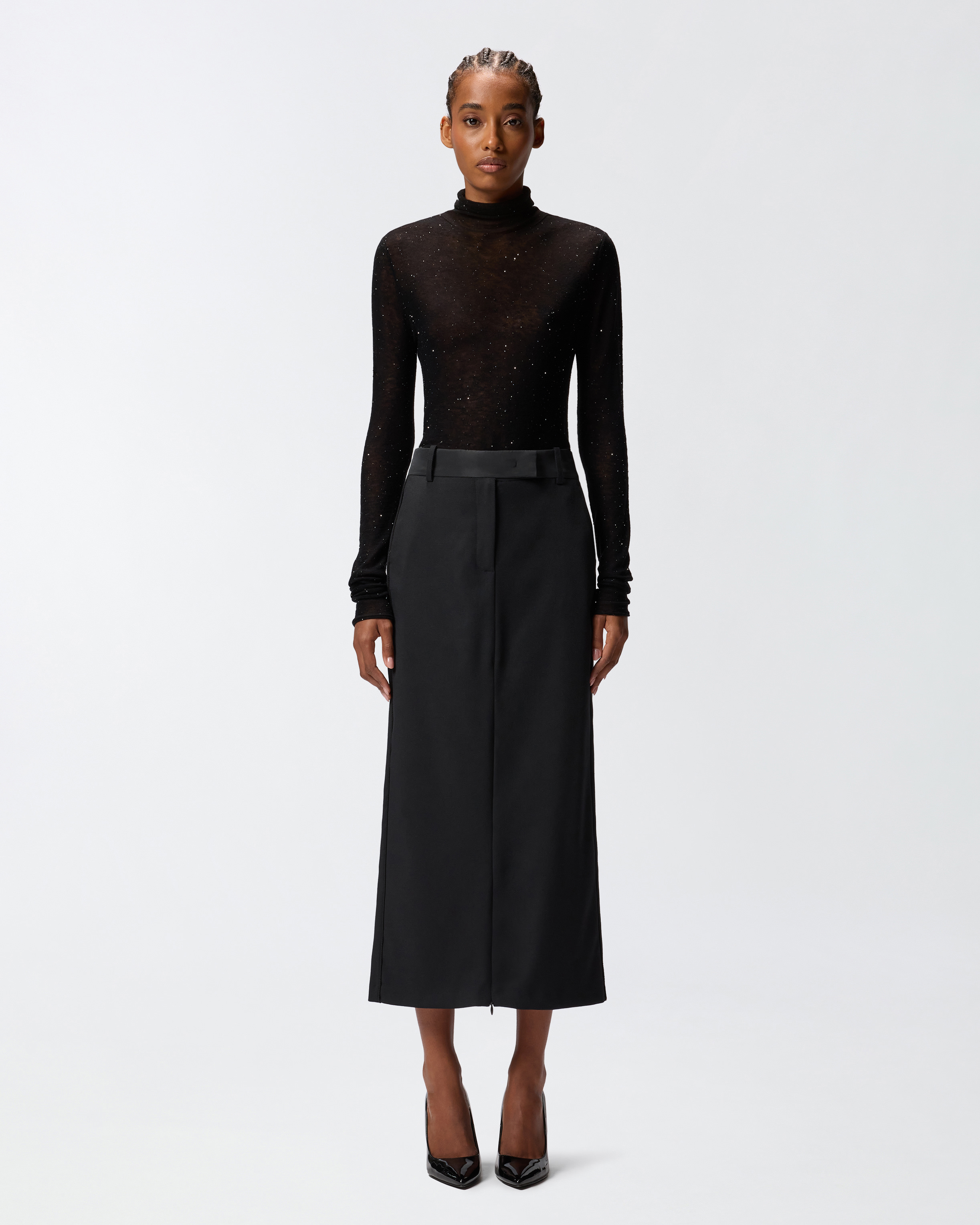 Pinko High-waisted Slit Midi Skirt In Black
