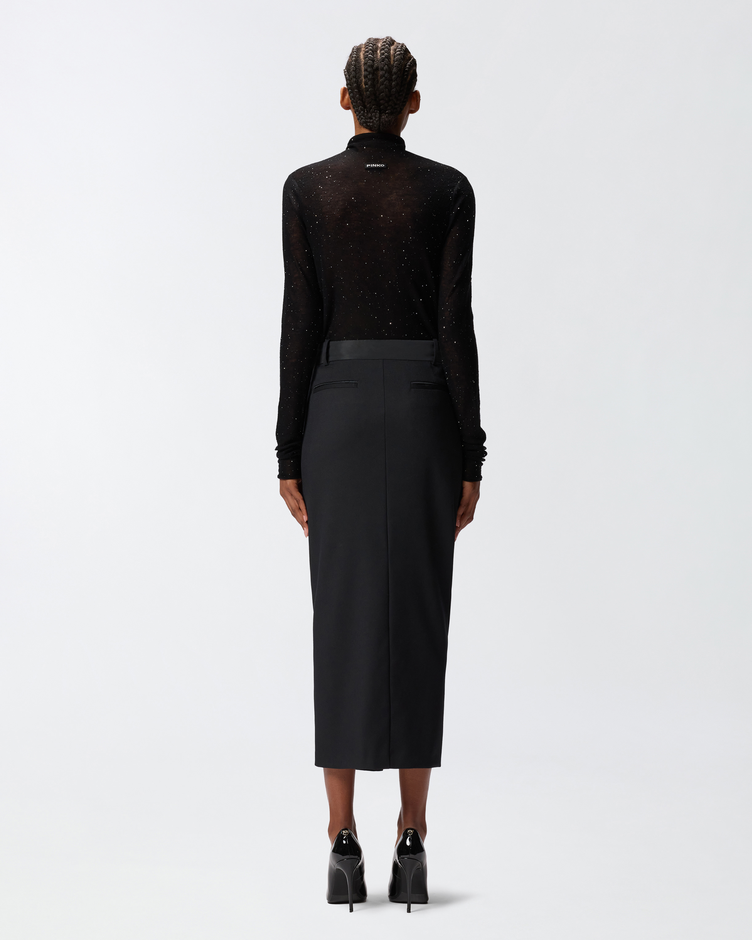 Pinko High-waisted Slit Midi Skirt In Black