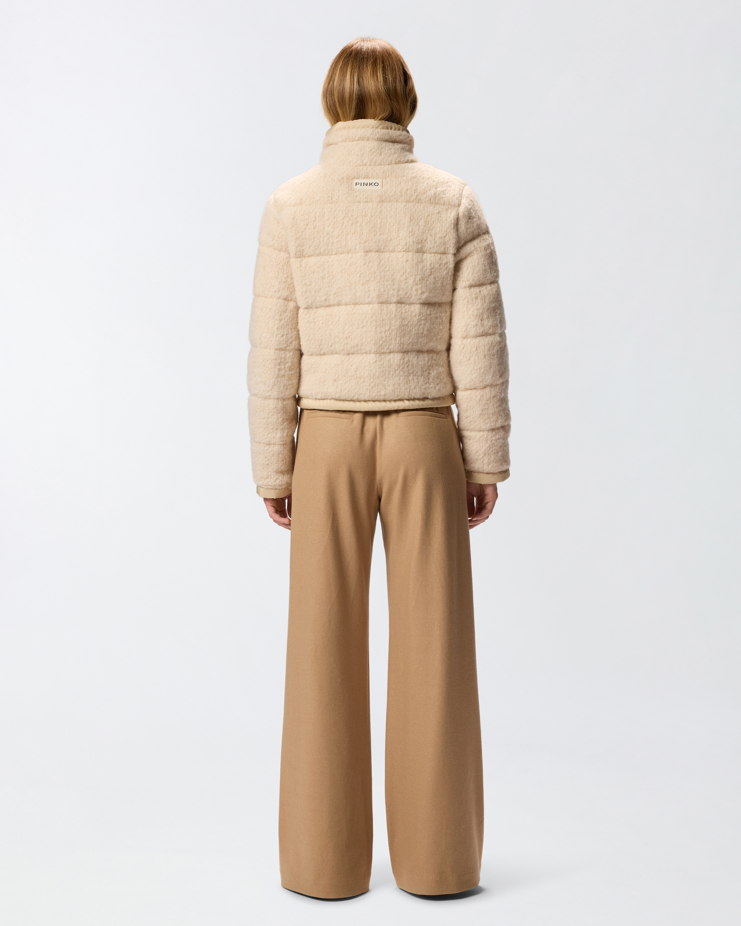 Pinko Quilted High-neck Jacket In Nude